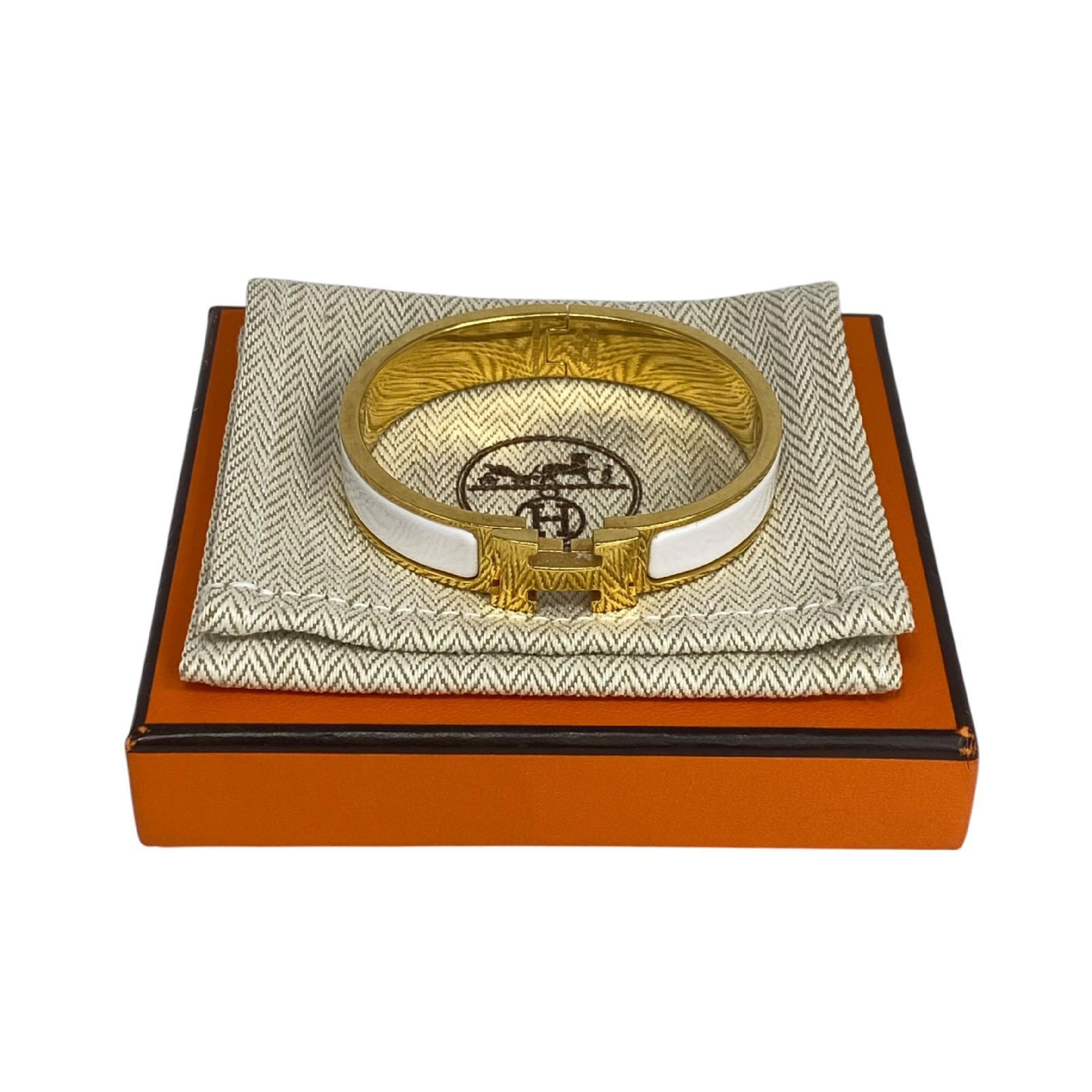【*Shipped from: Hong Kong*】HERMES ( ) White Gold Color Metal Click H Bangle Bracelet — view 8