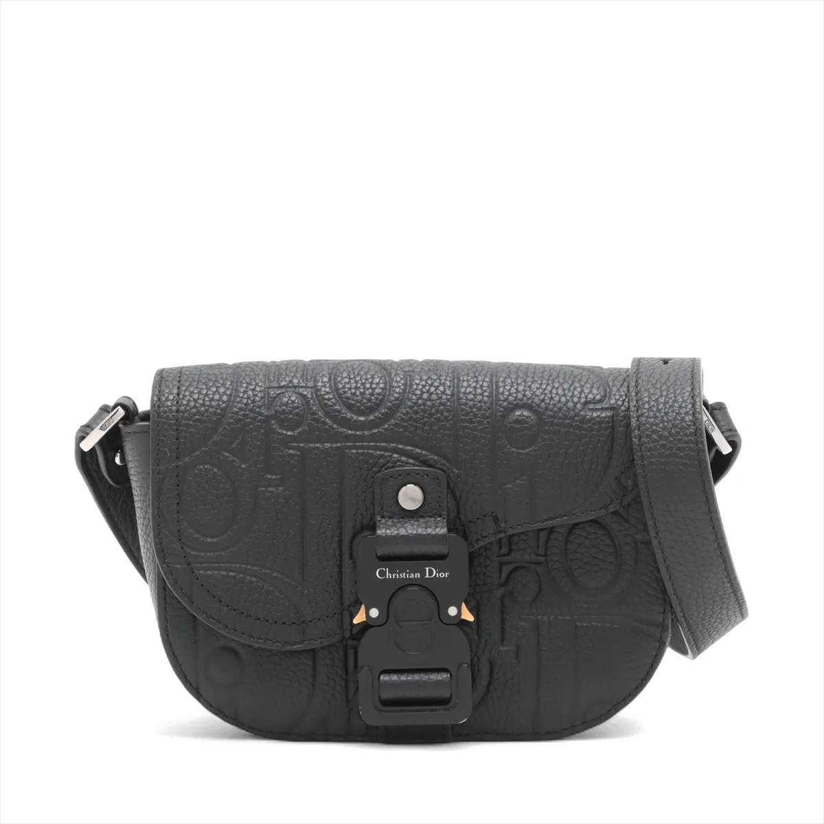 Gravity Saddle Messenger Small Leather Shoulder Bag Black Lucky Star