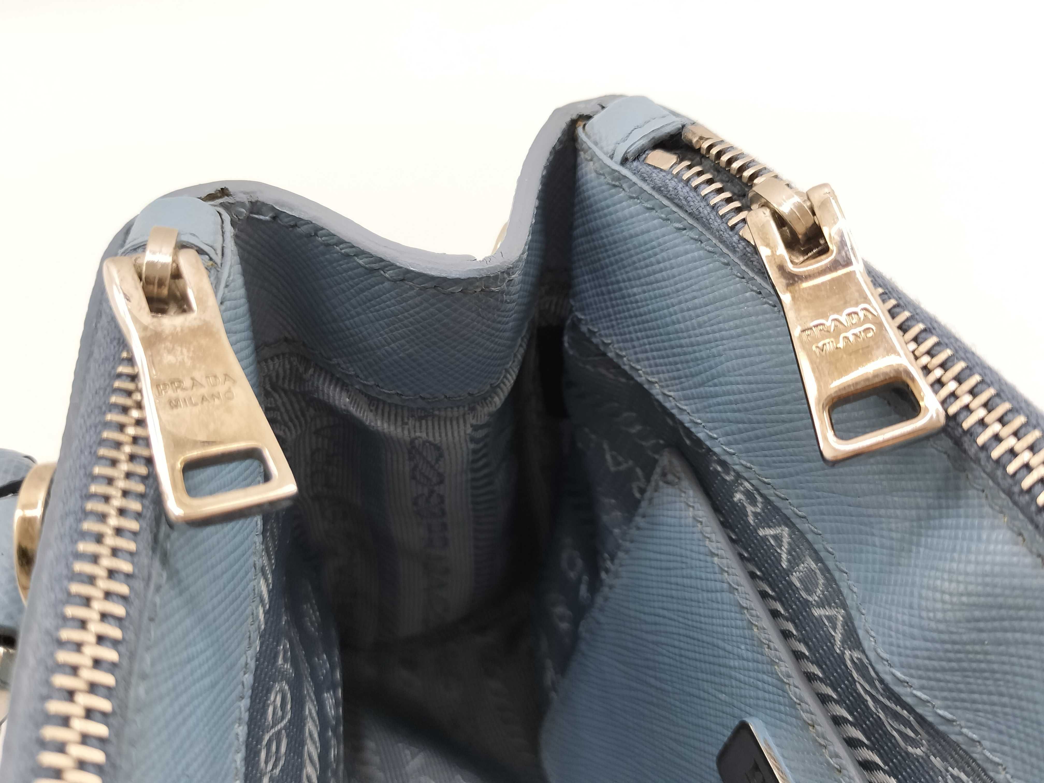ID- Saffiano Lux cow skin 2-way handbag Blue 1BA906 (bag only) — view 11