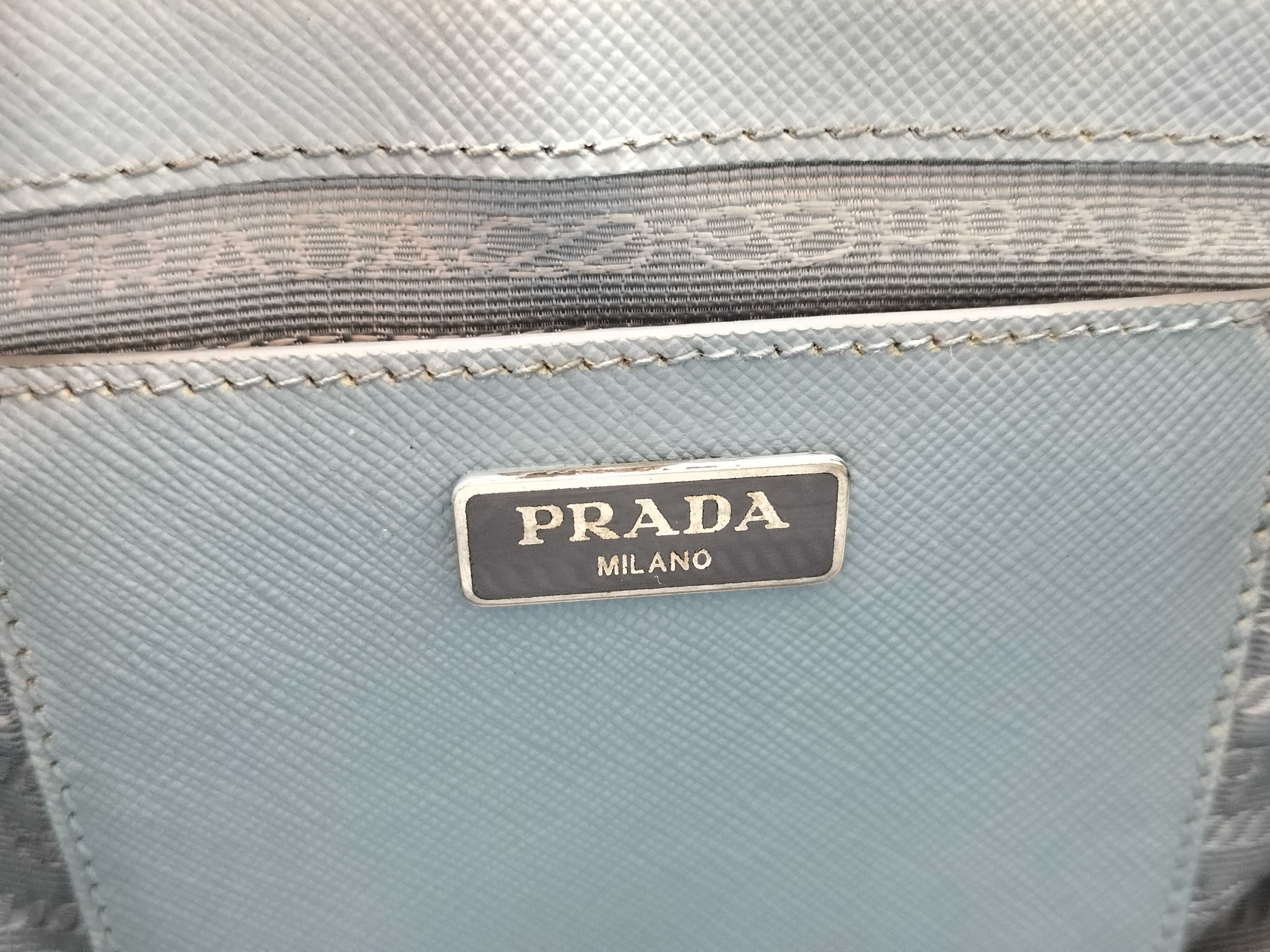 ID- Saffiano Lux cow skin 2-way handbag Blue 1BA906 (bag only) — view 12