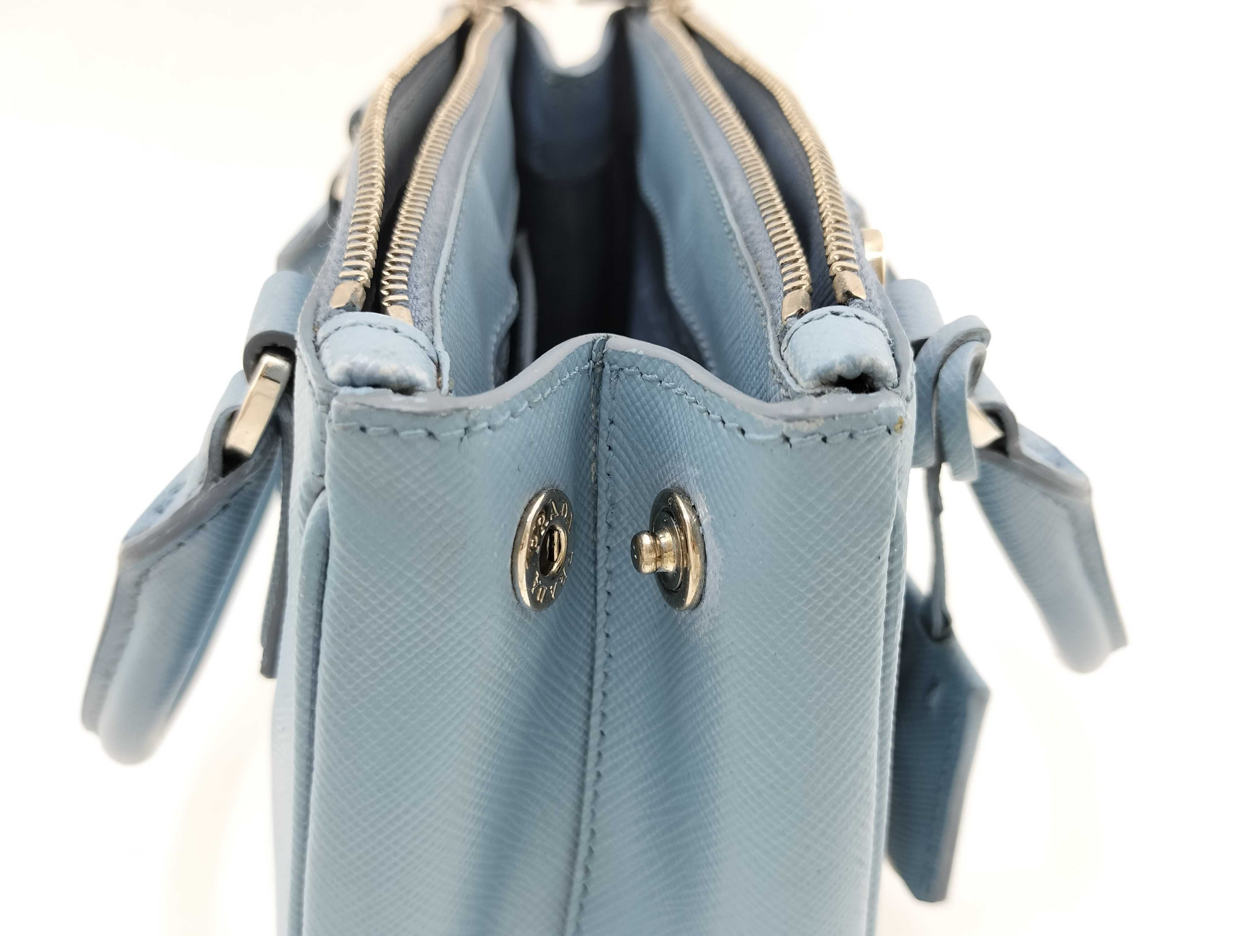 ID- Saffiano Lux cow skin 2-way handbag Blue 1BA906 (bag only) — view 15