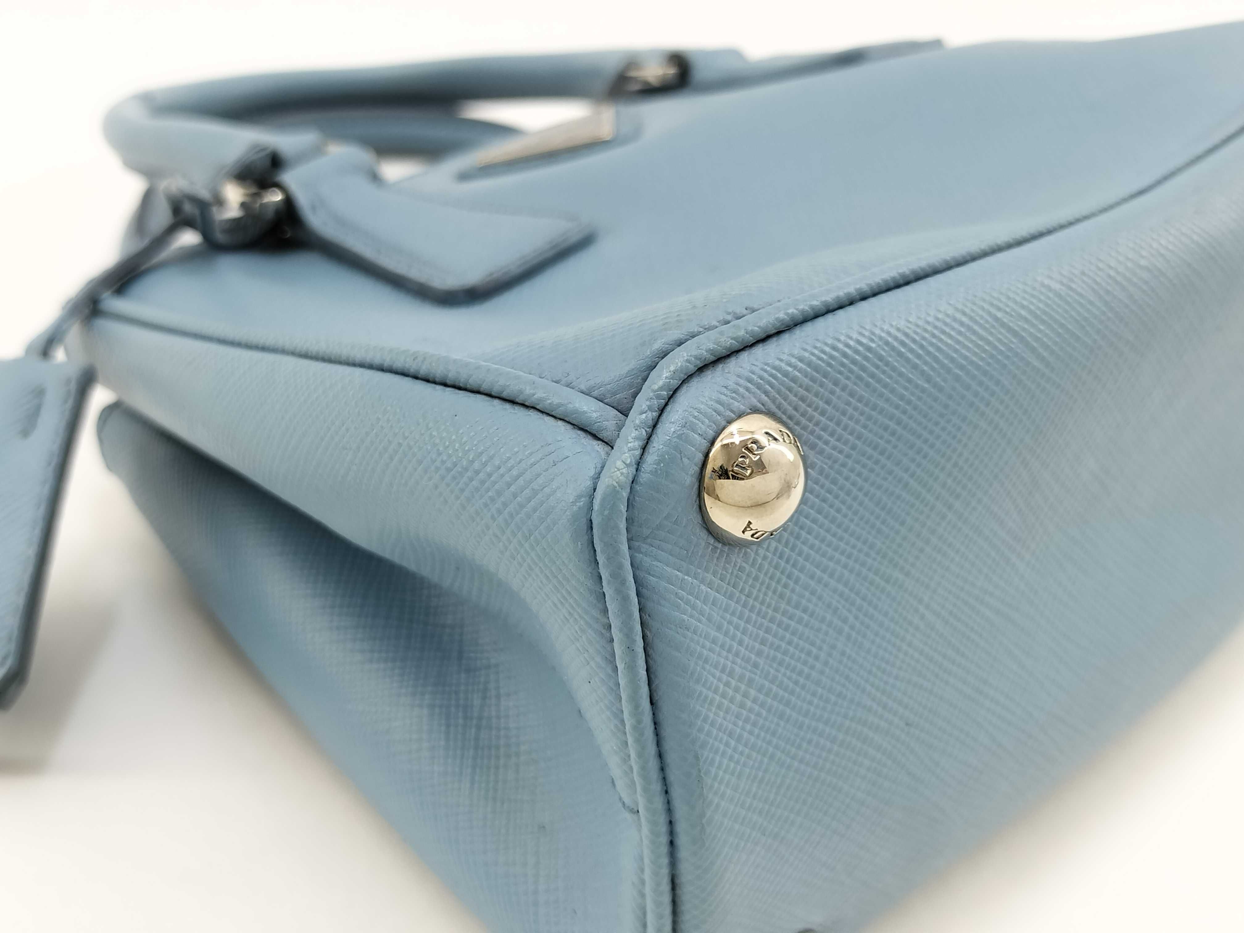 ID- Saffiano Lux cow skin 2-way handbag Blue 1BA906 (bag only) — view 5