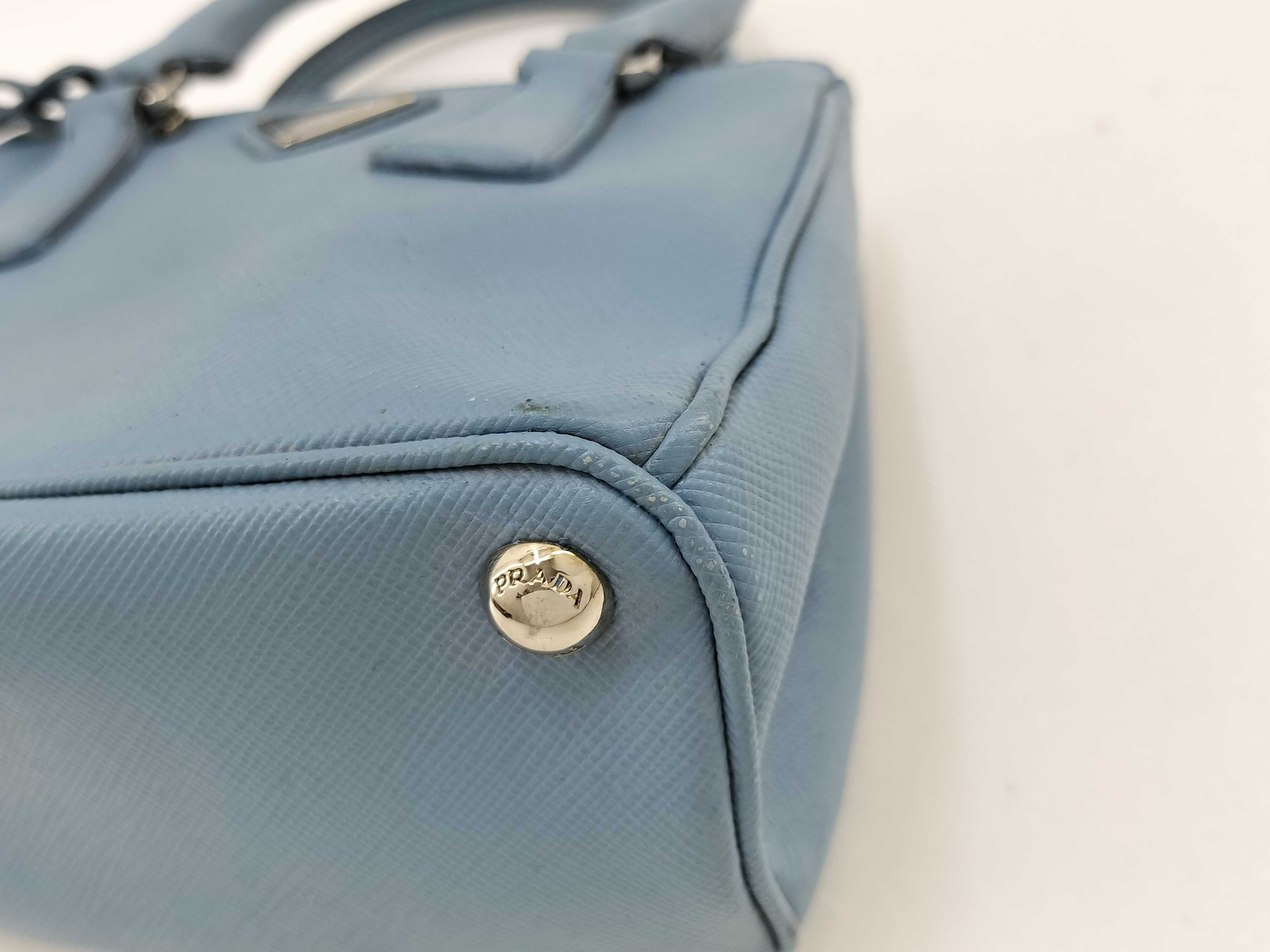 ID- Saffiano Lux cow skin 2-way handbag Blue 1BA906 (bag only) — view 6