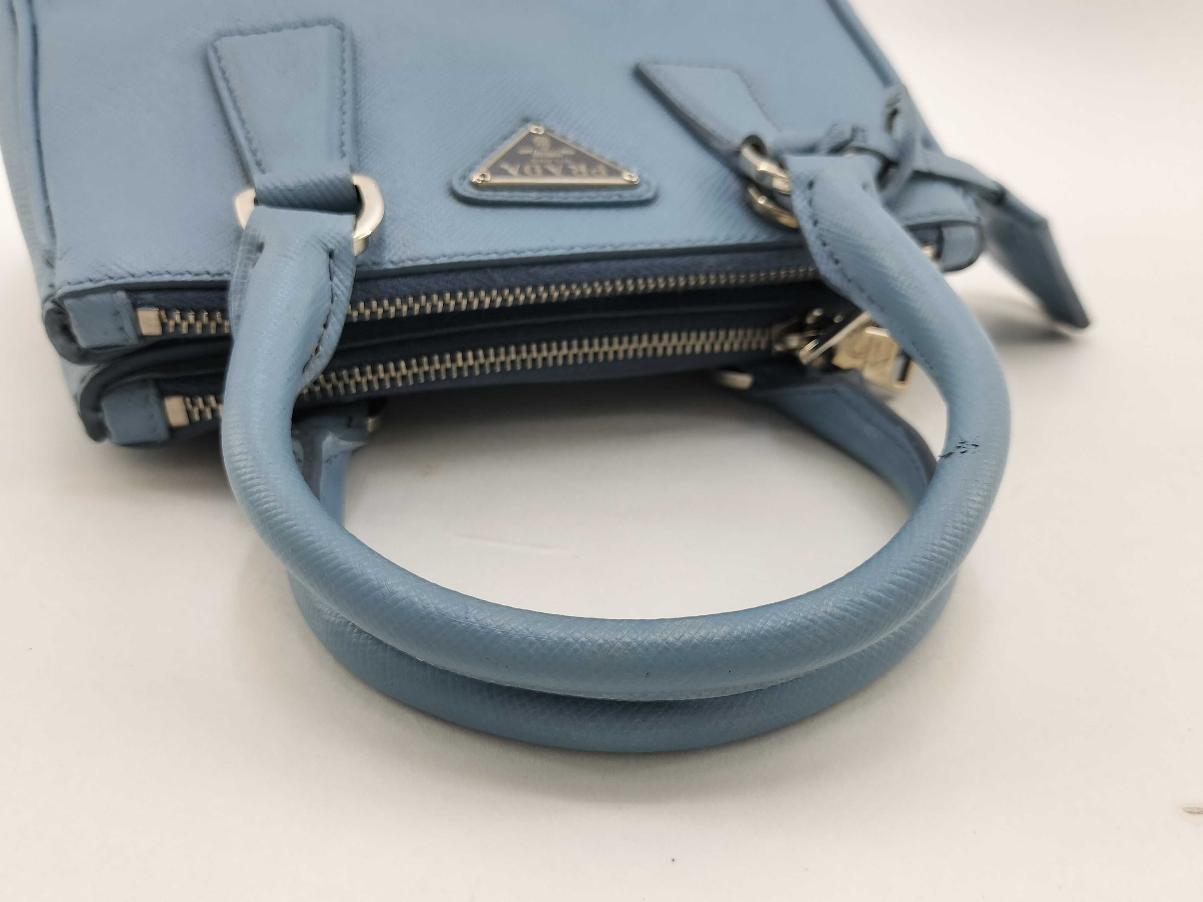ID- Saffiano Lux cow skin 2-way handbag Blue 1BA906 (bag only) — view 7
