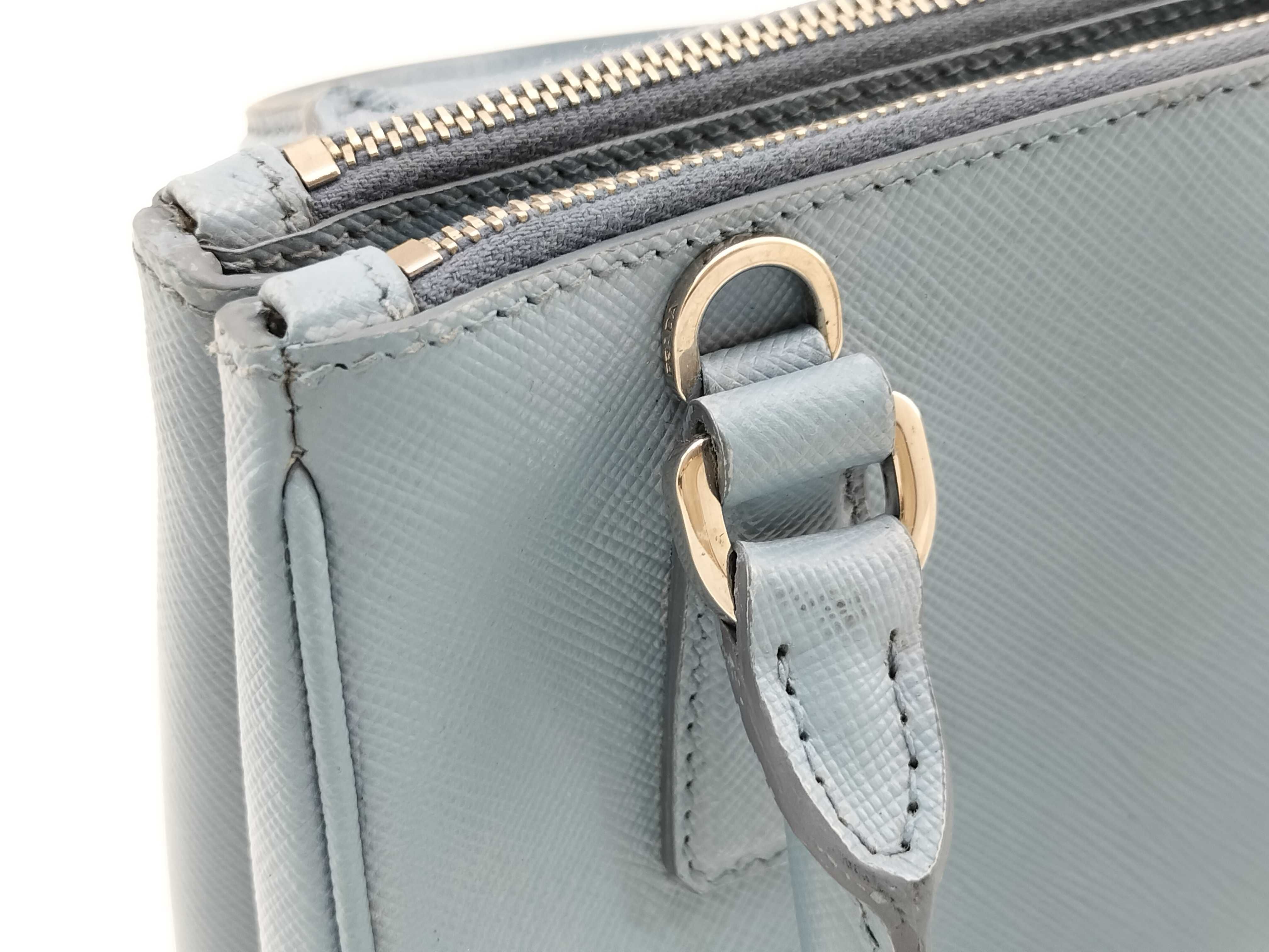 ID- Saffiano Lux cow skin 2-way handbag Blue 1BA906 (bag only) — view 8