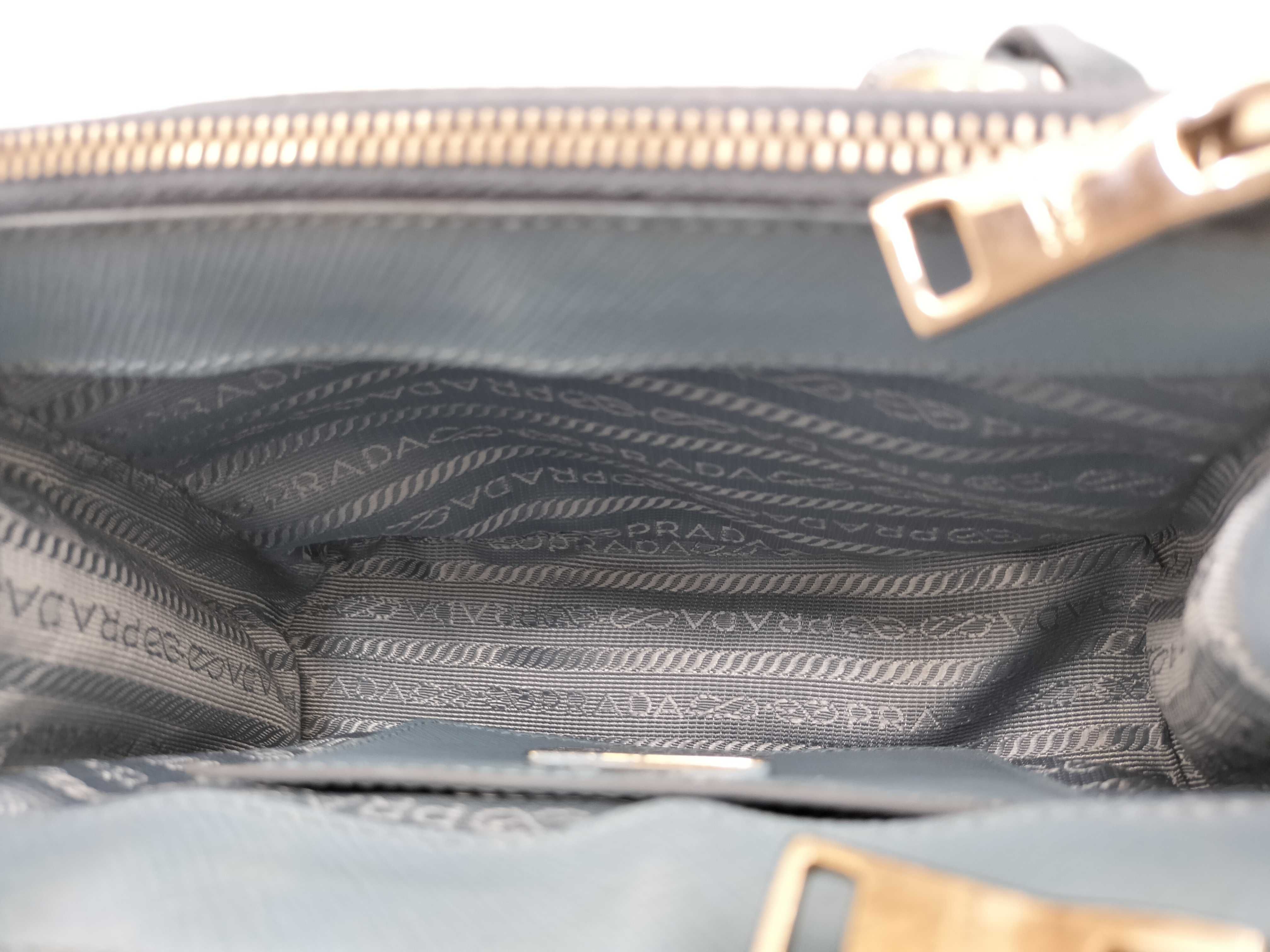 ID- Saffiano Lux cow skin 2-way handbag Blue 1BA906 (bag only) — view 10
