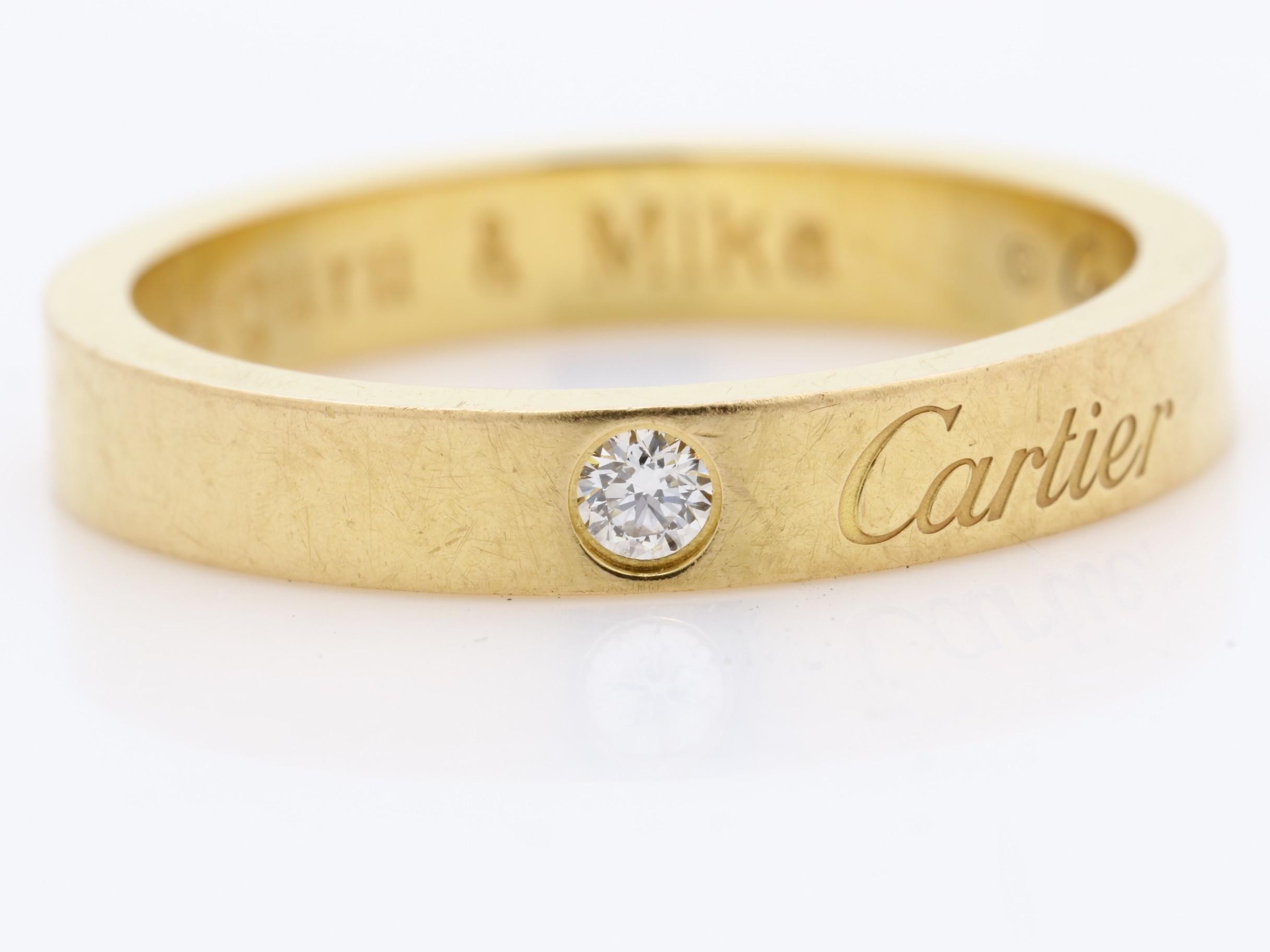 Engraved ring, 750 rose gold, diamond, 3.8g, size #51 — view 2