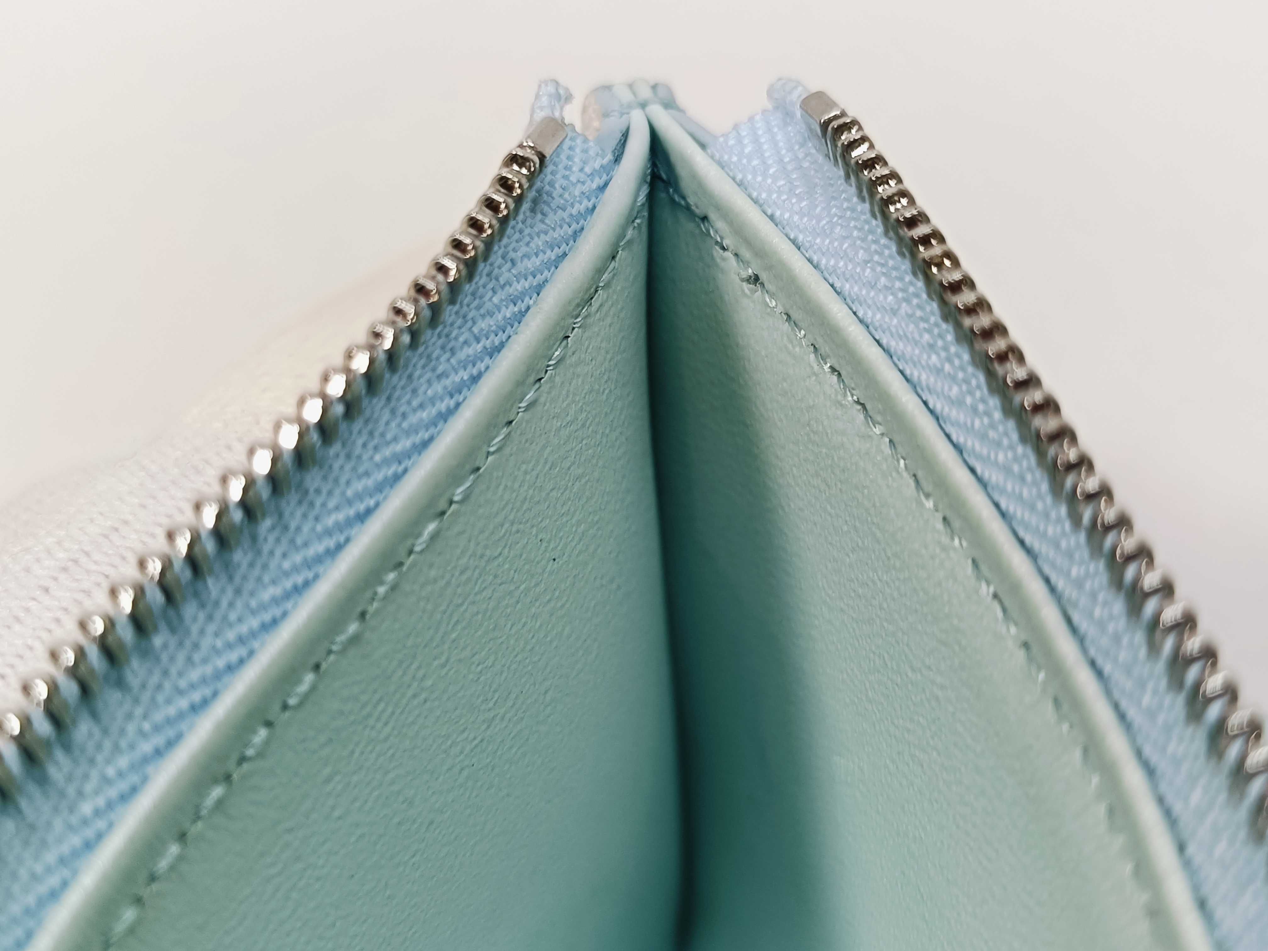 Limited Edition Taurillon Leather Portefeuille Capucines Blue Wallet with Name Engraving — view 11