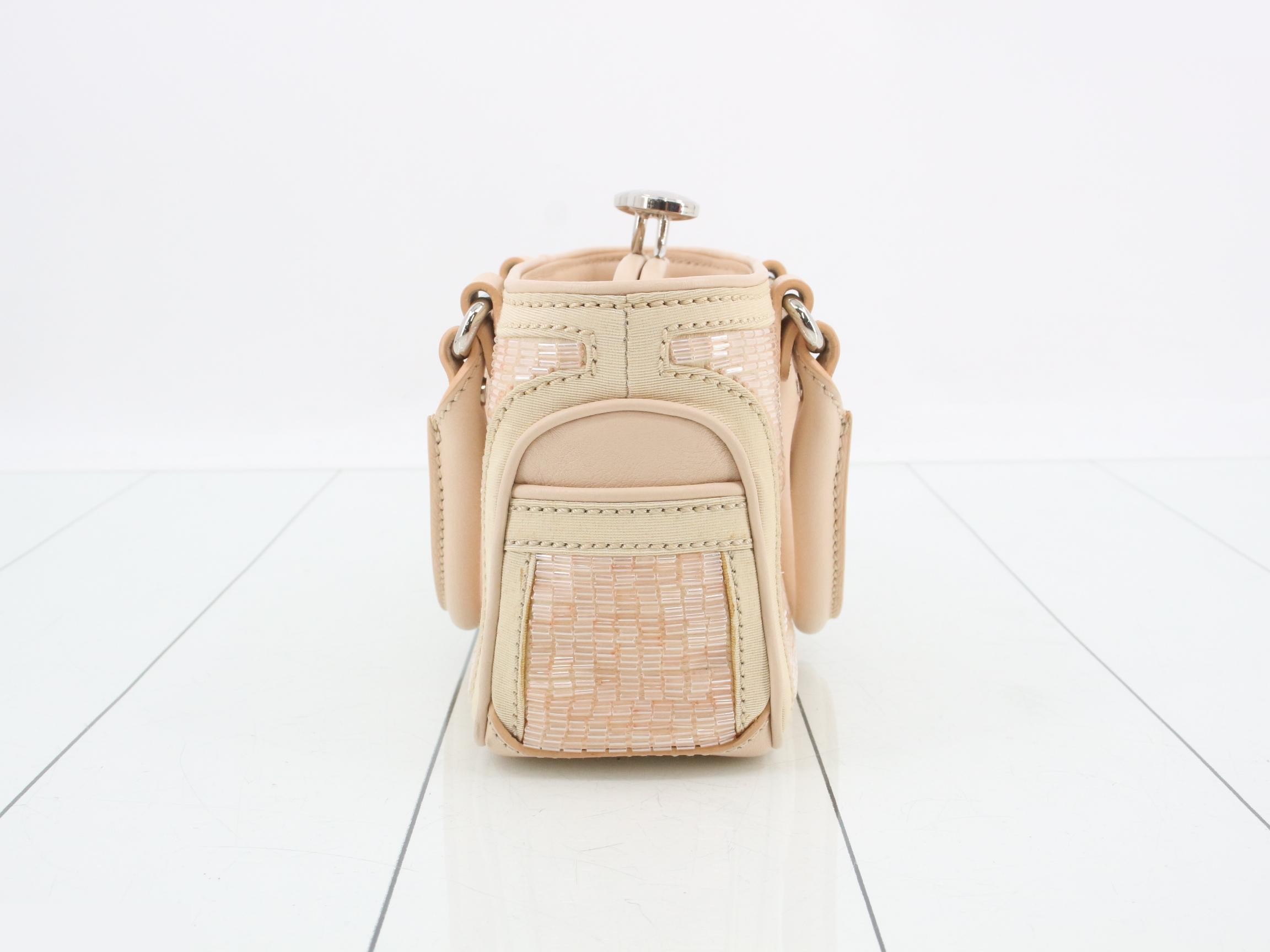 Beaded satin pink coin purse handbag — view 3