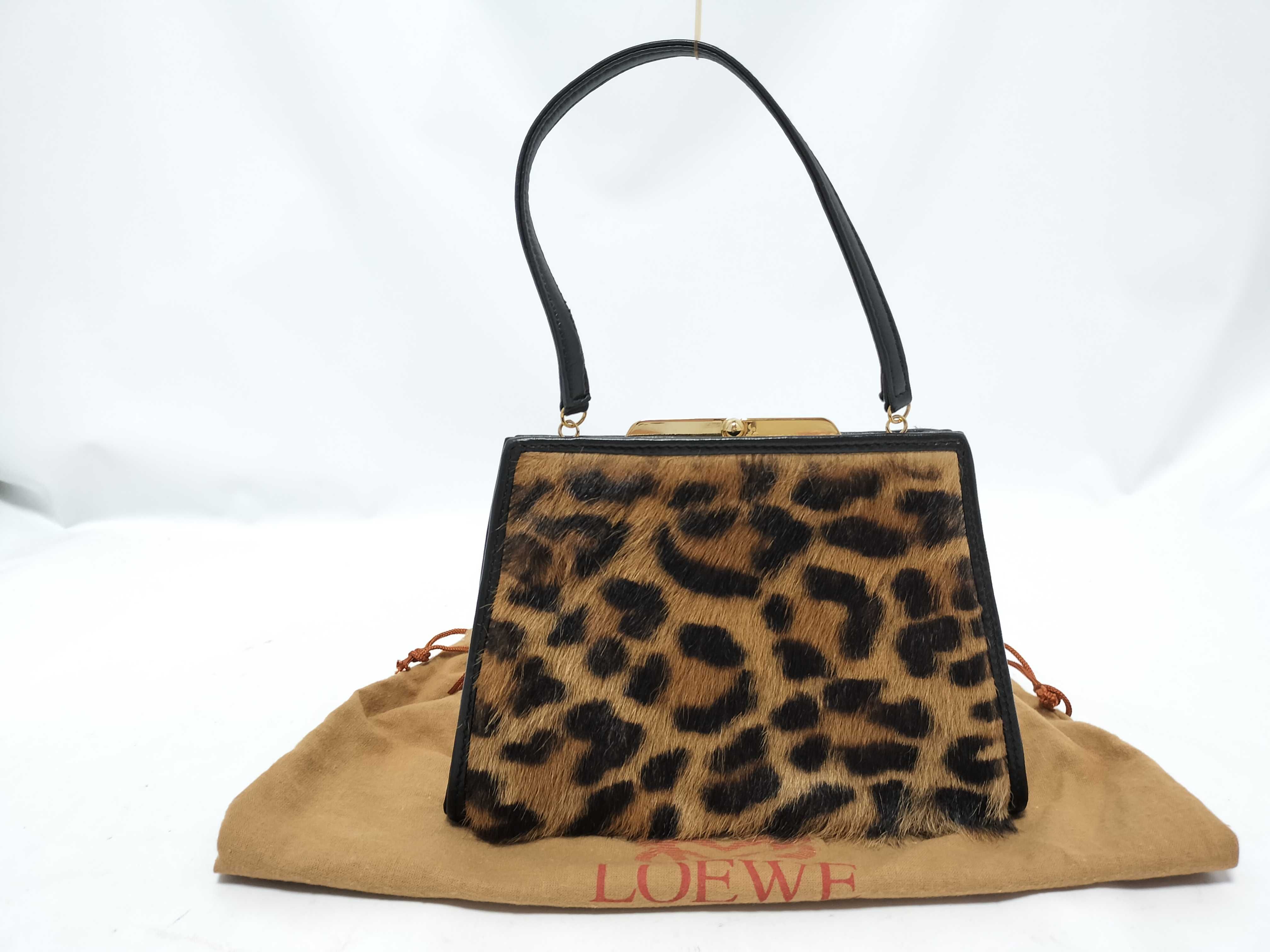 (Loewe) Calfskin Leopard Print Clasp Party Bag Handbag