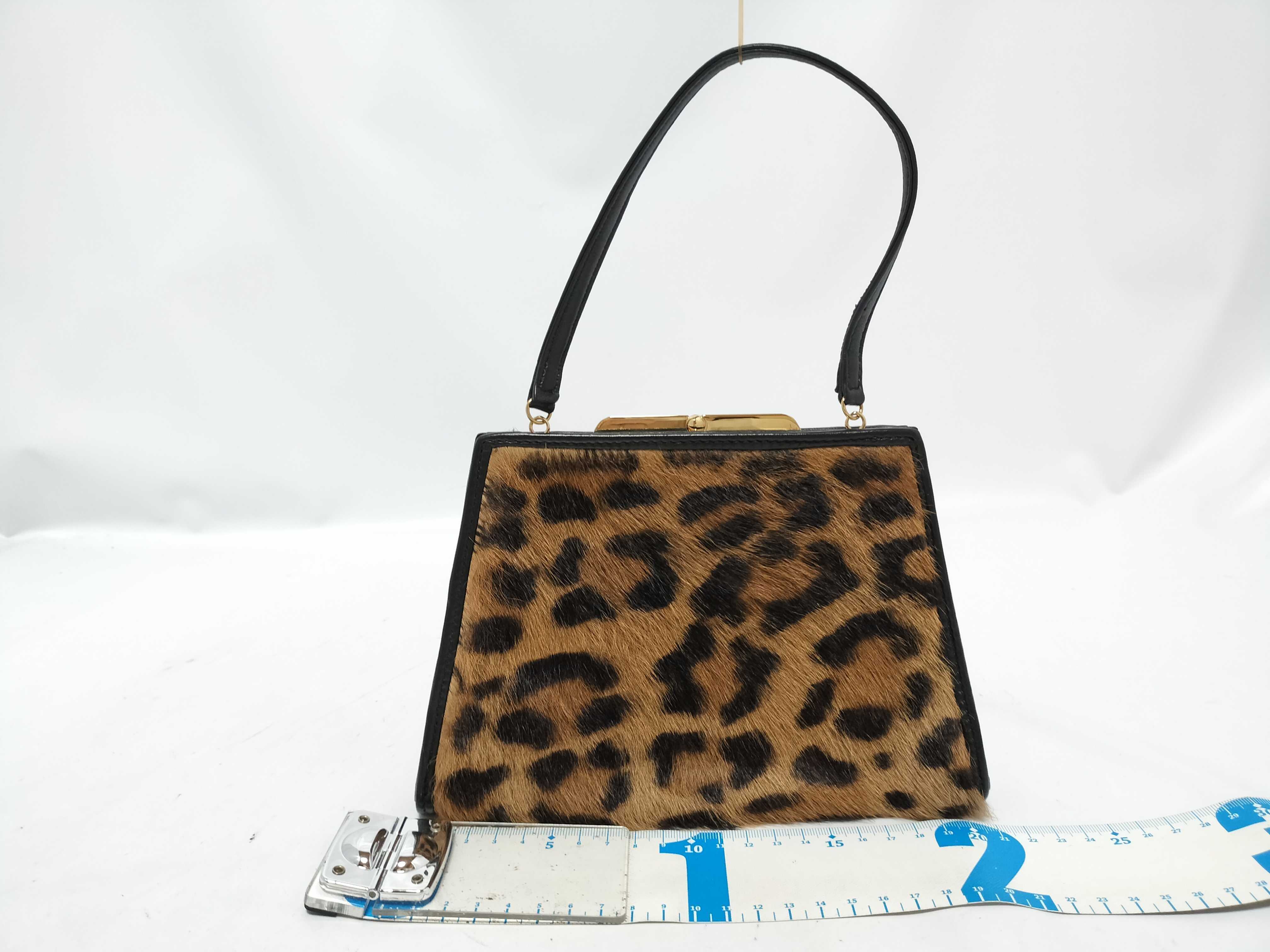 (Loewe) Calfskin Leopard Print Clasp Party Bag Handbag — view 2