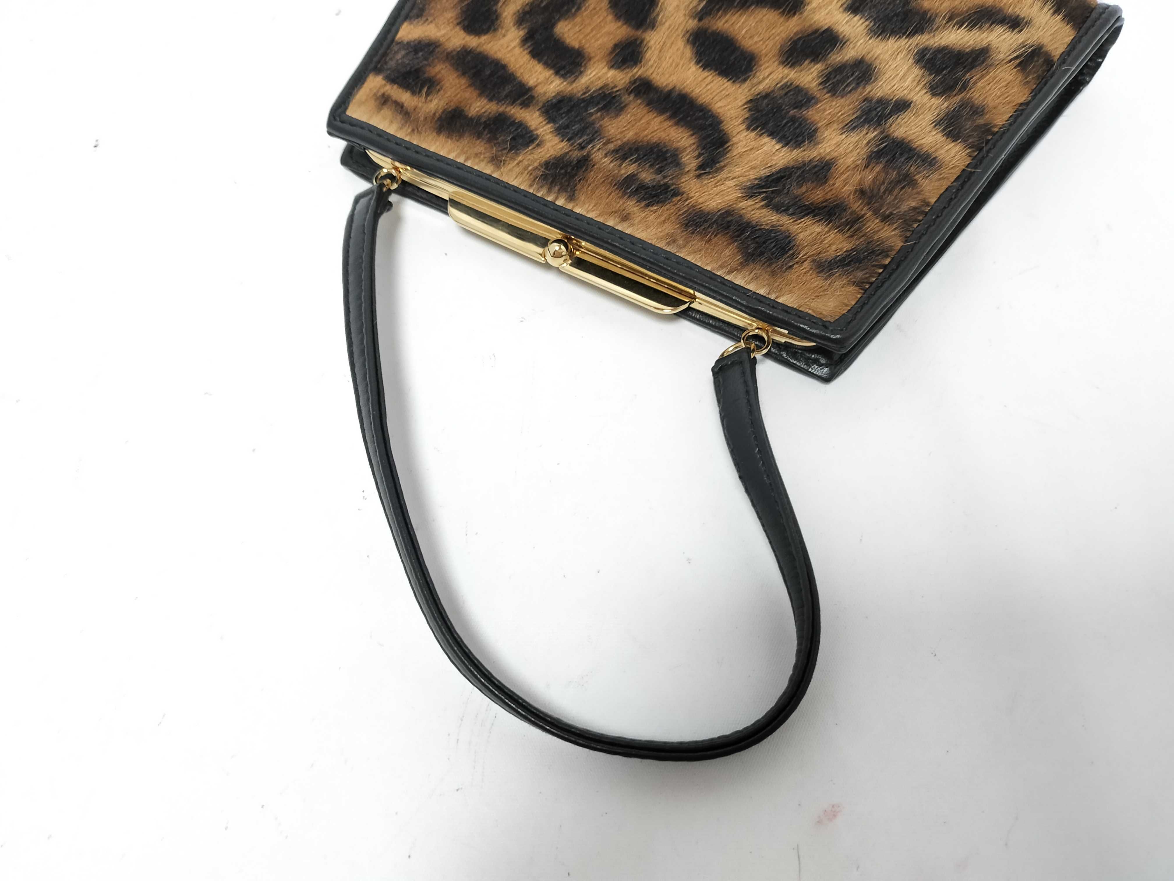 (Loewe) Calfskin Leopard Print Clasp Party Bag Handbag — view 3