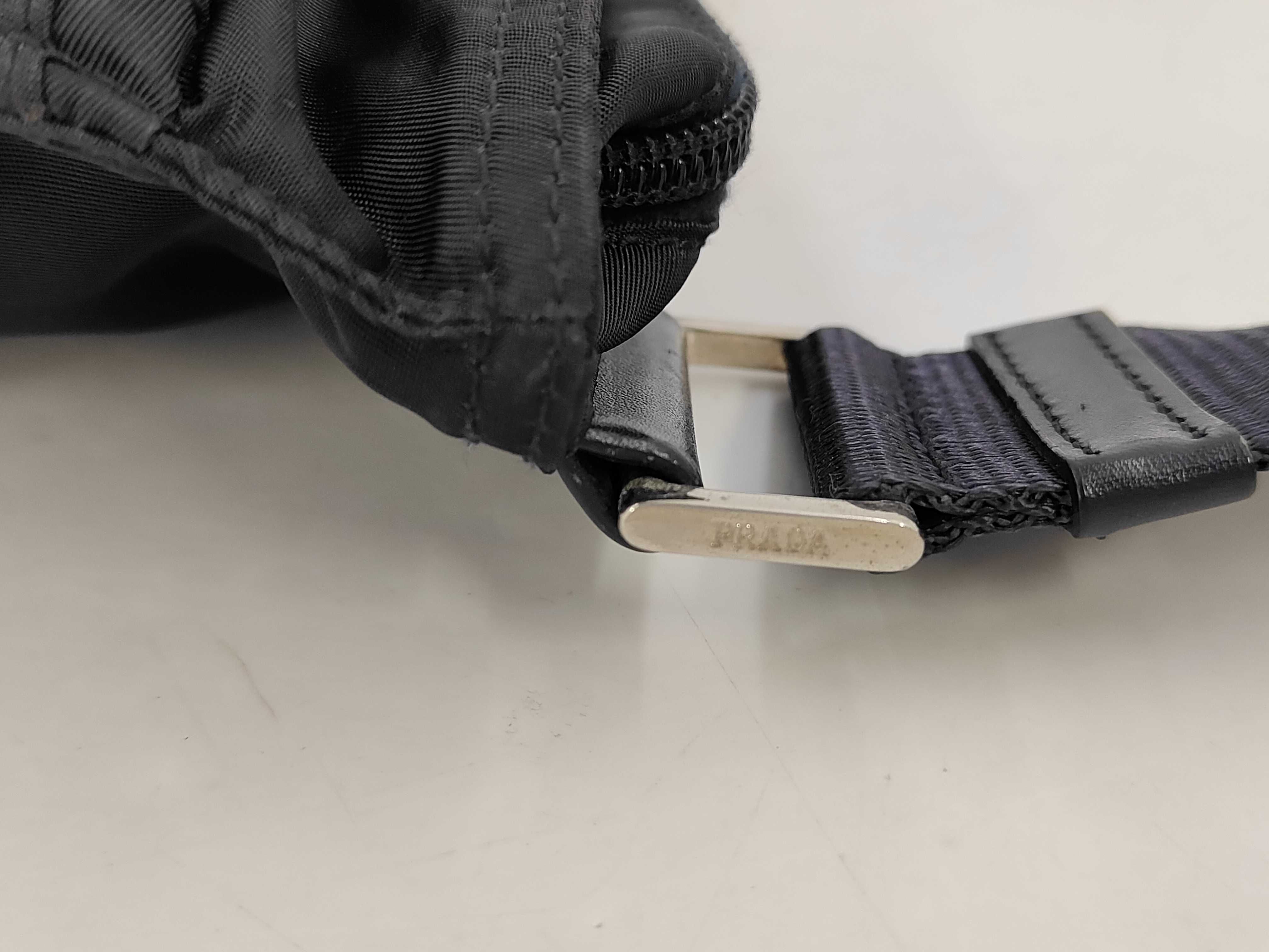 Nylon Navy Triangle Logo Shoulder Bag — view 5