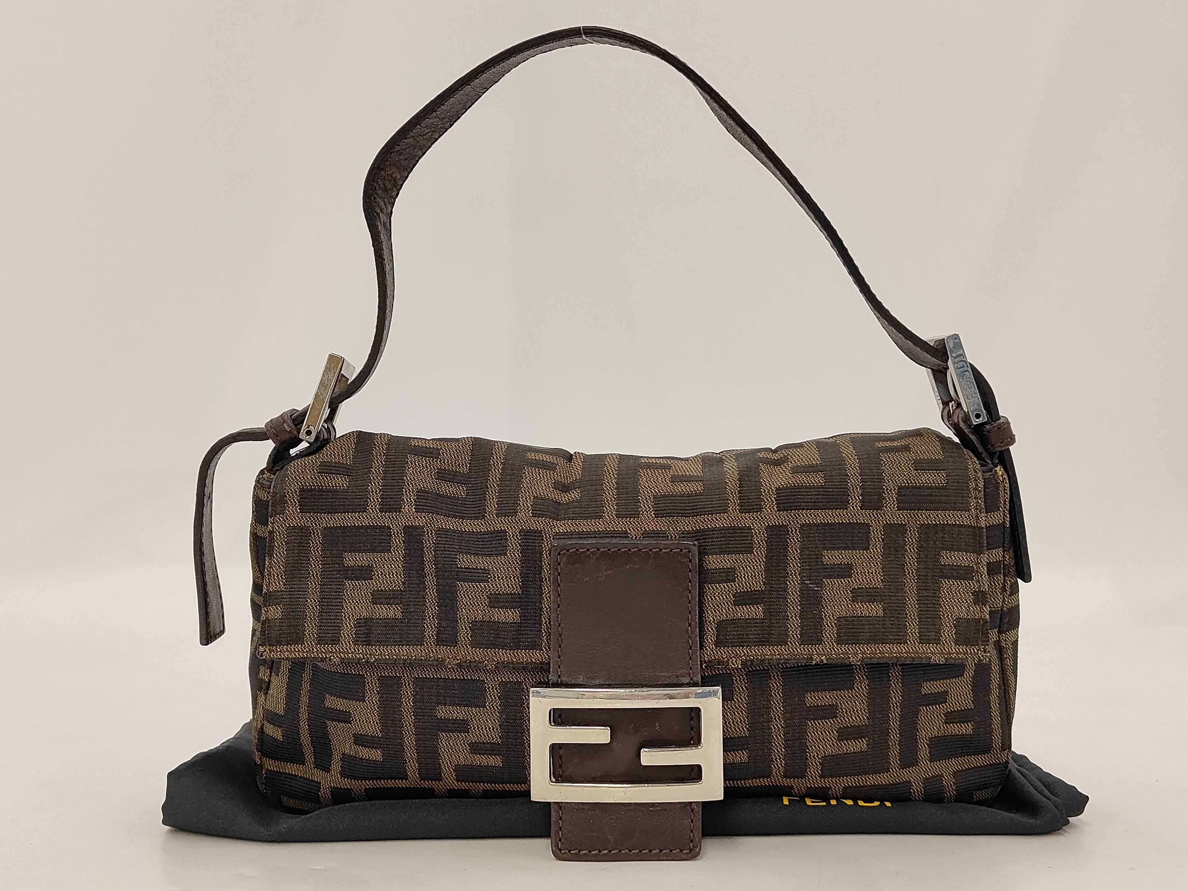 Shoulder Bag, Zucca Pattern, Mamma Bucket, Fendi Canvas, Brown Bag