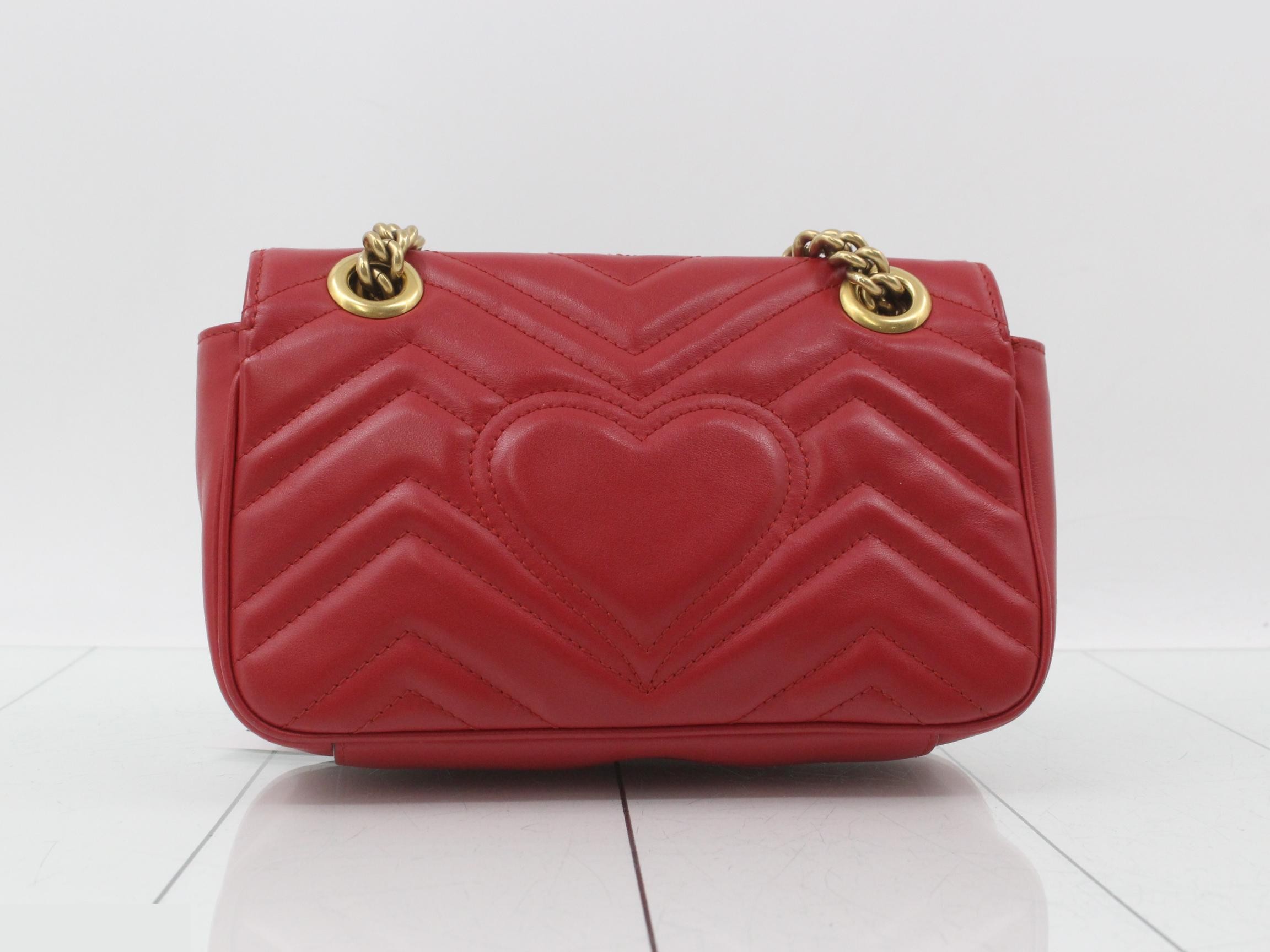 GG Marmont Leather Chain Shoulder Bag, Red — view 2