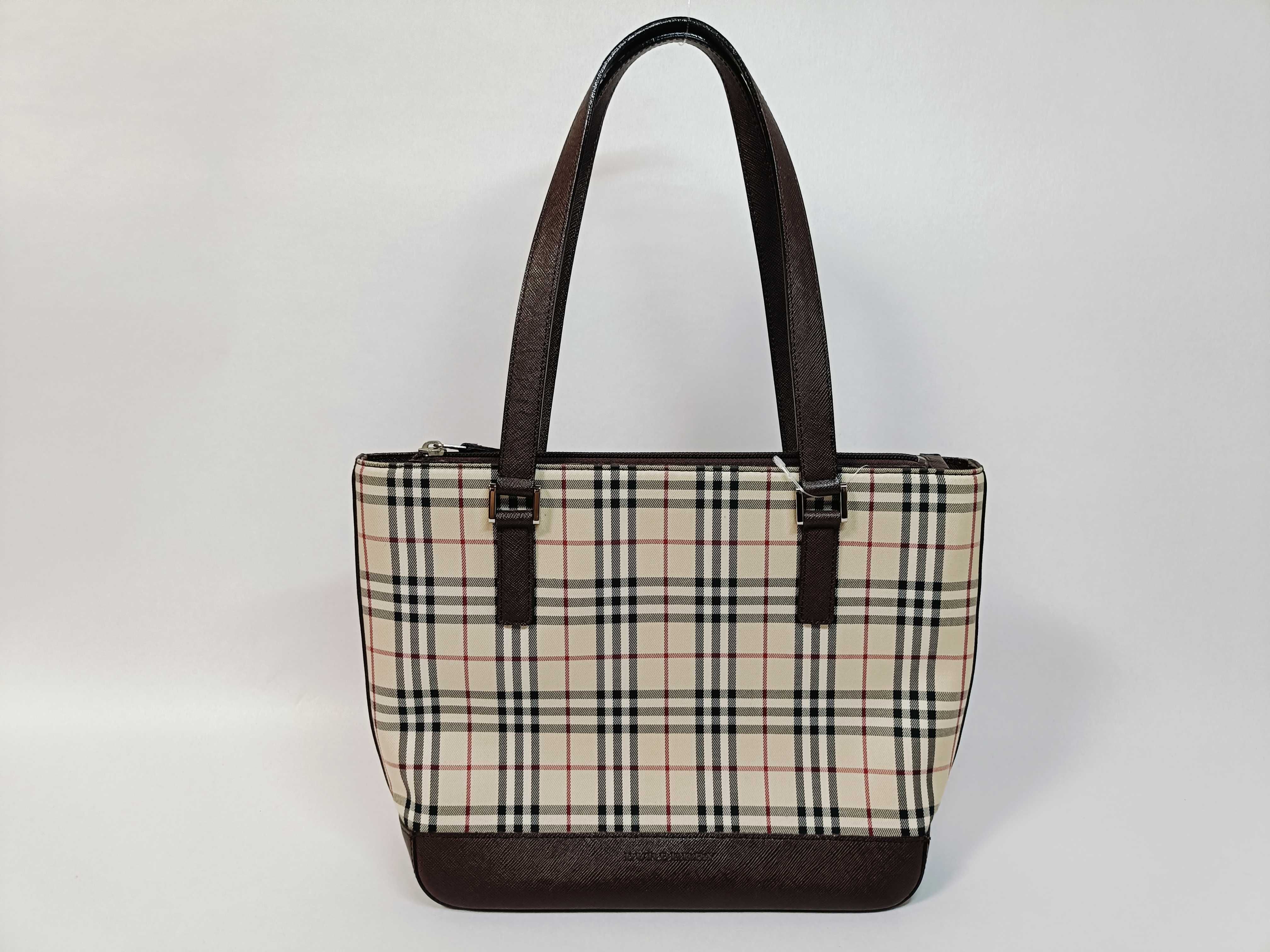 Nova Check Canvas x Leather Hand Tote Bag
