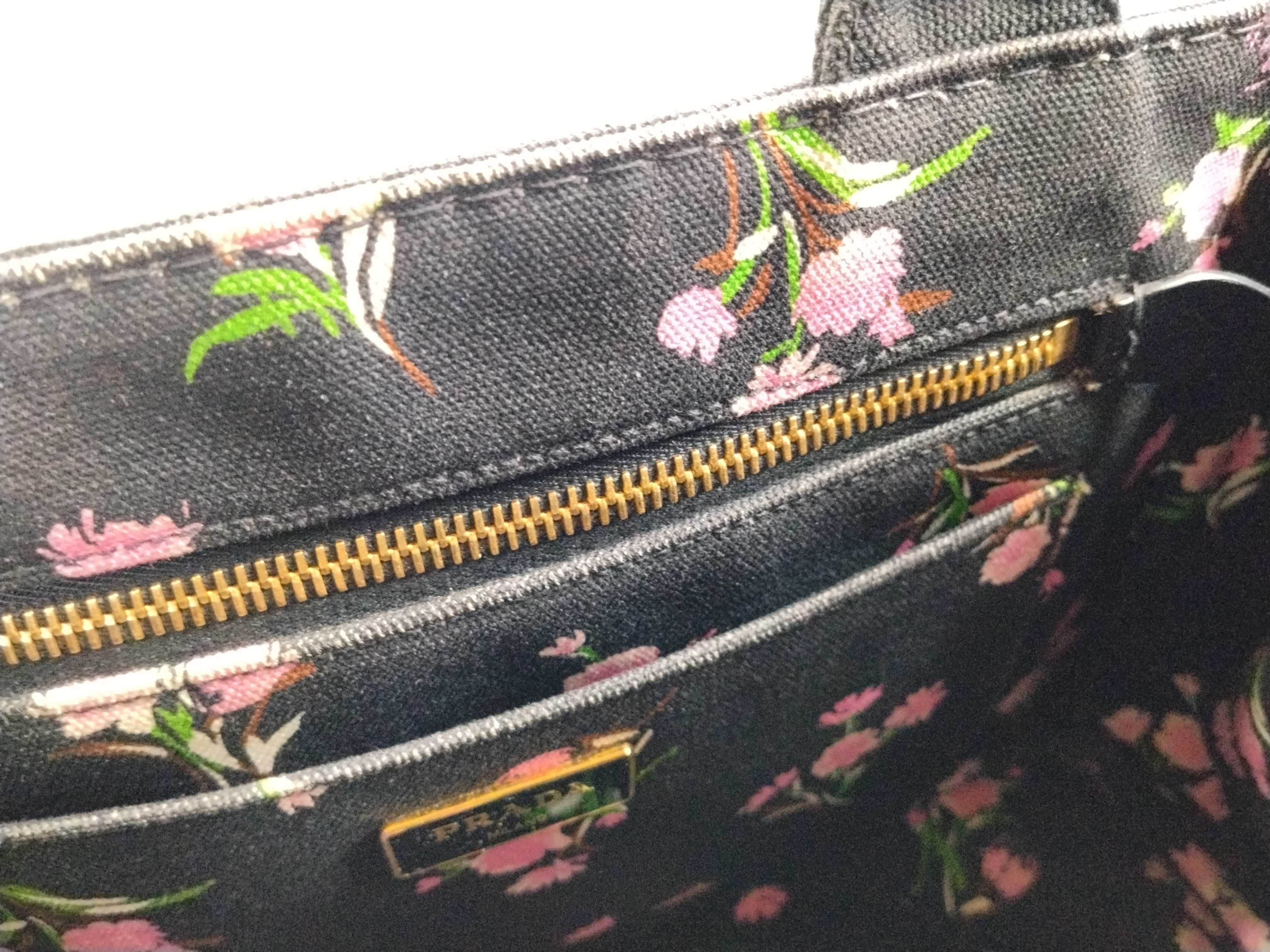 Black and Pink Floral Tote Bag — view 12