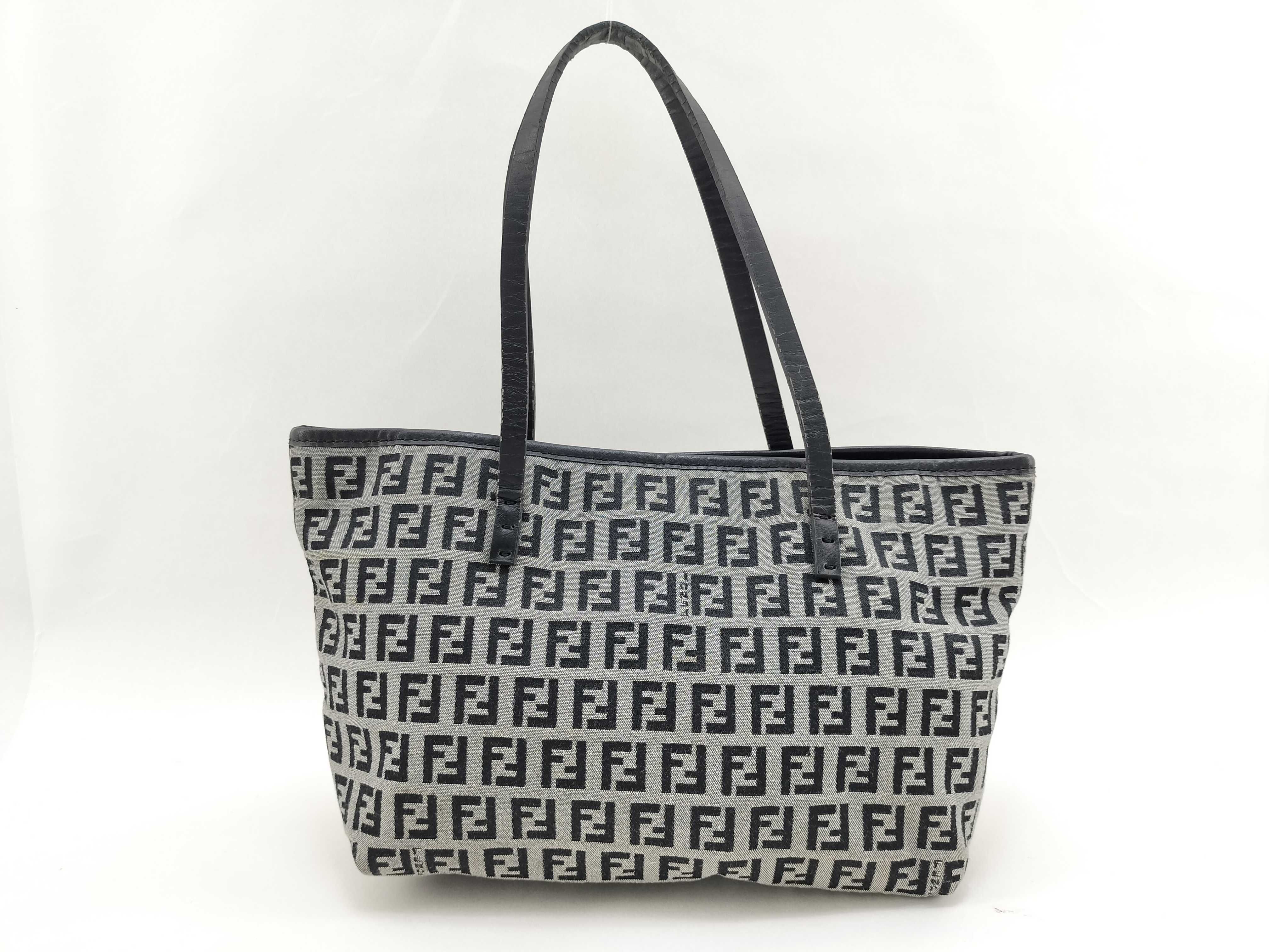 Zucca Pattern Handbag, Zucca Canvas/Leather, Gray Handbag