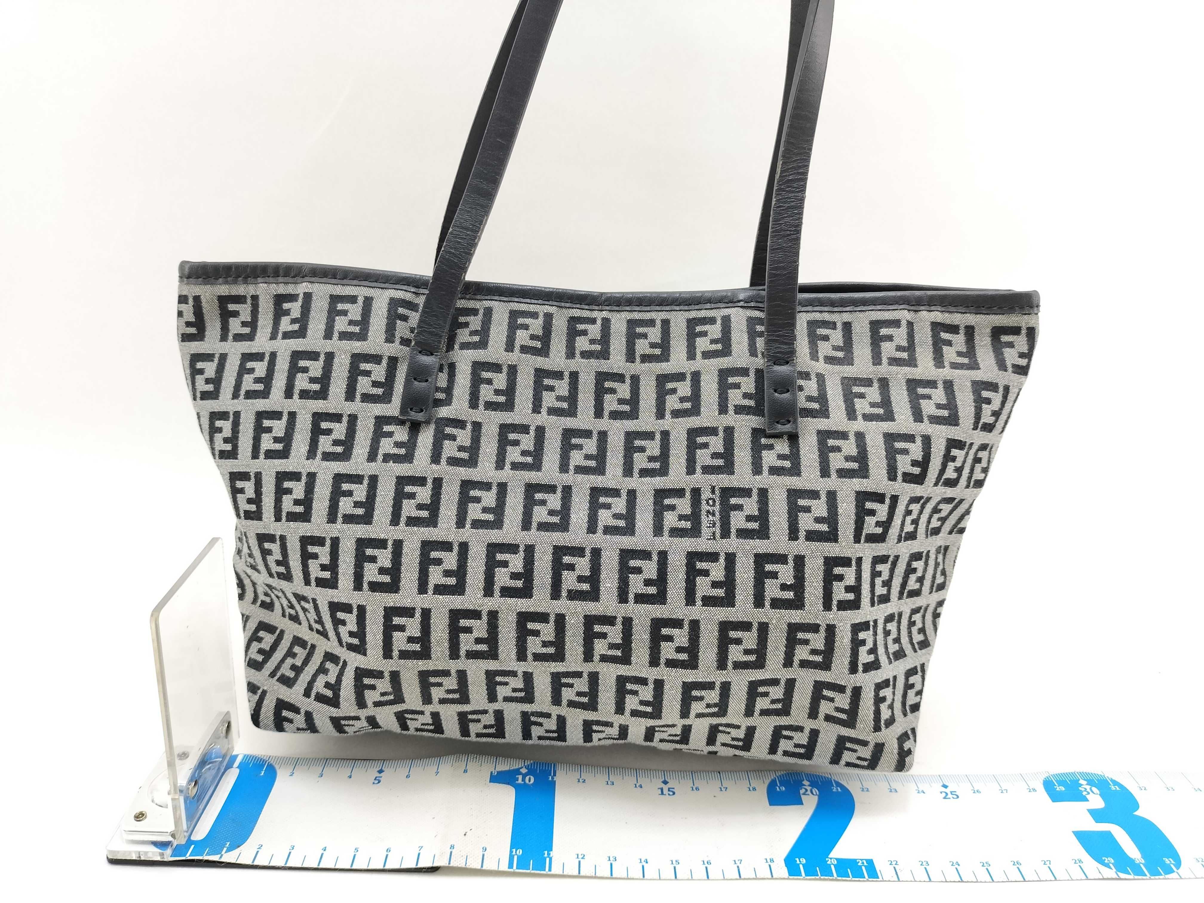 Zucca Pattern Handbag, Zucca Canvas/Leather, Gray Handbag — view 2
