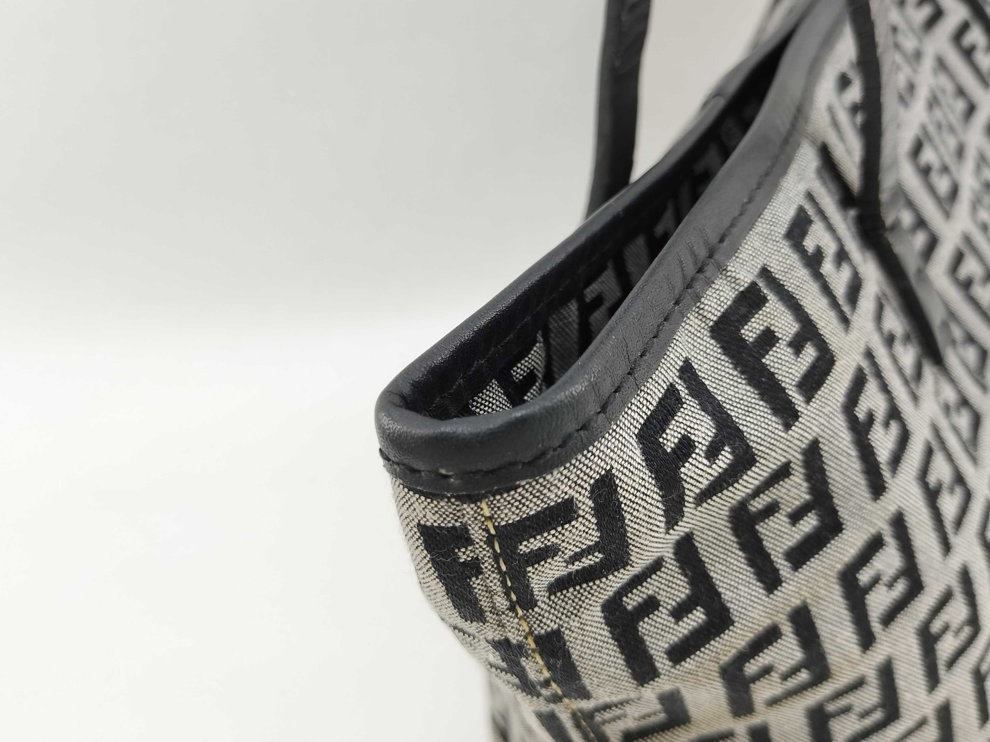 Zucca Pattern Handbag, Zucca Canvas/Leather, Gray Handbag — view 4