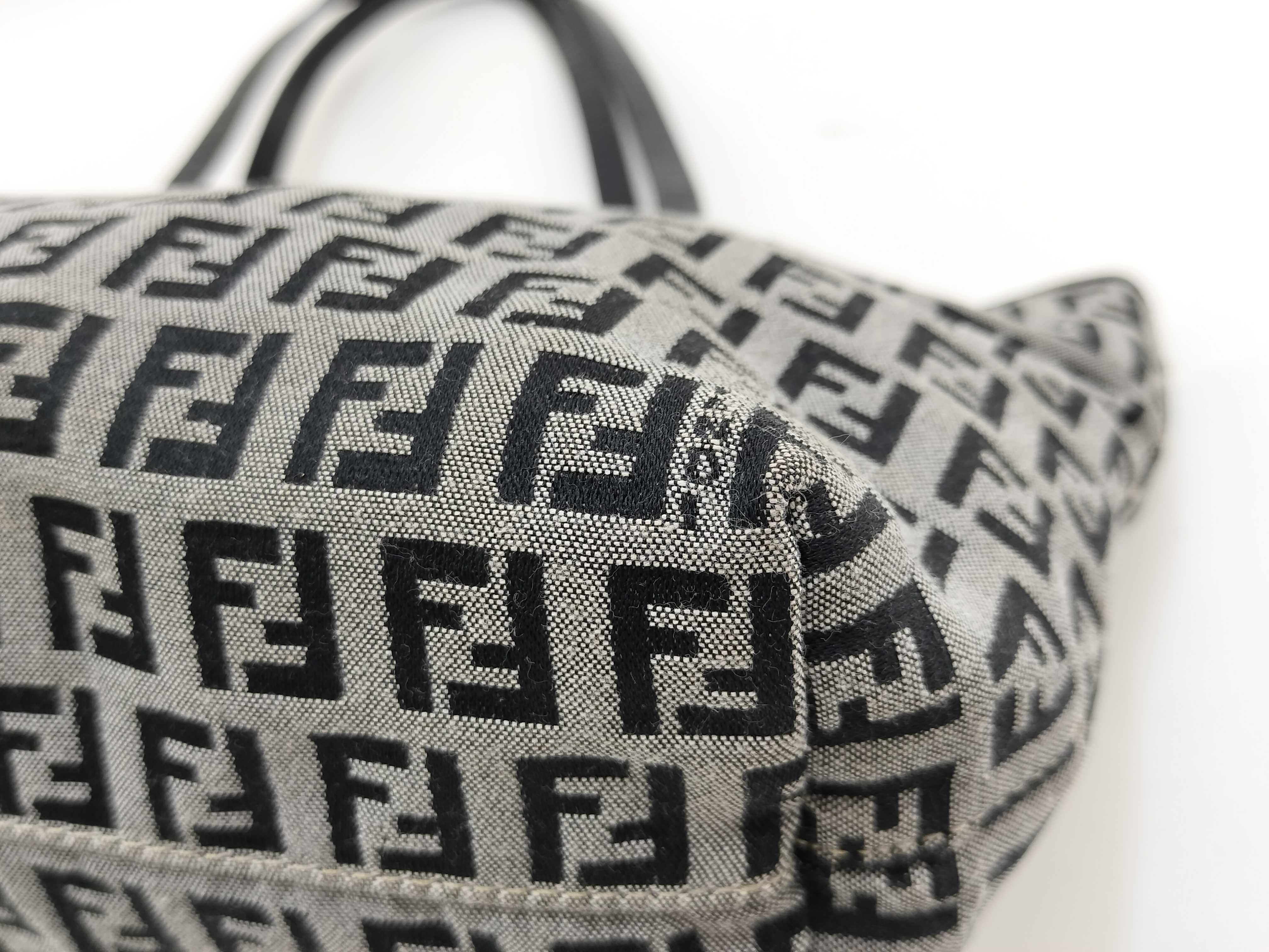 Zucca Pattern Handbag, Zucca Canvas/Leather, Gray Handbag — view 8