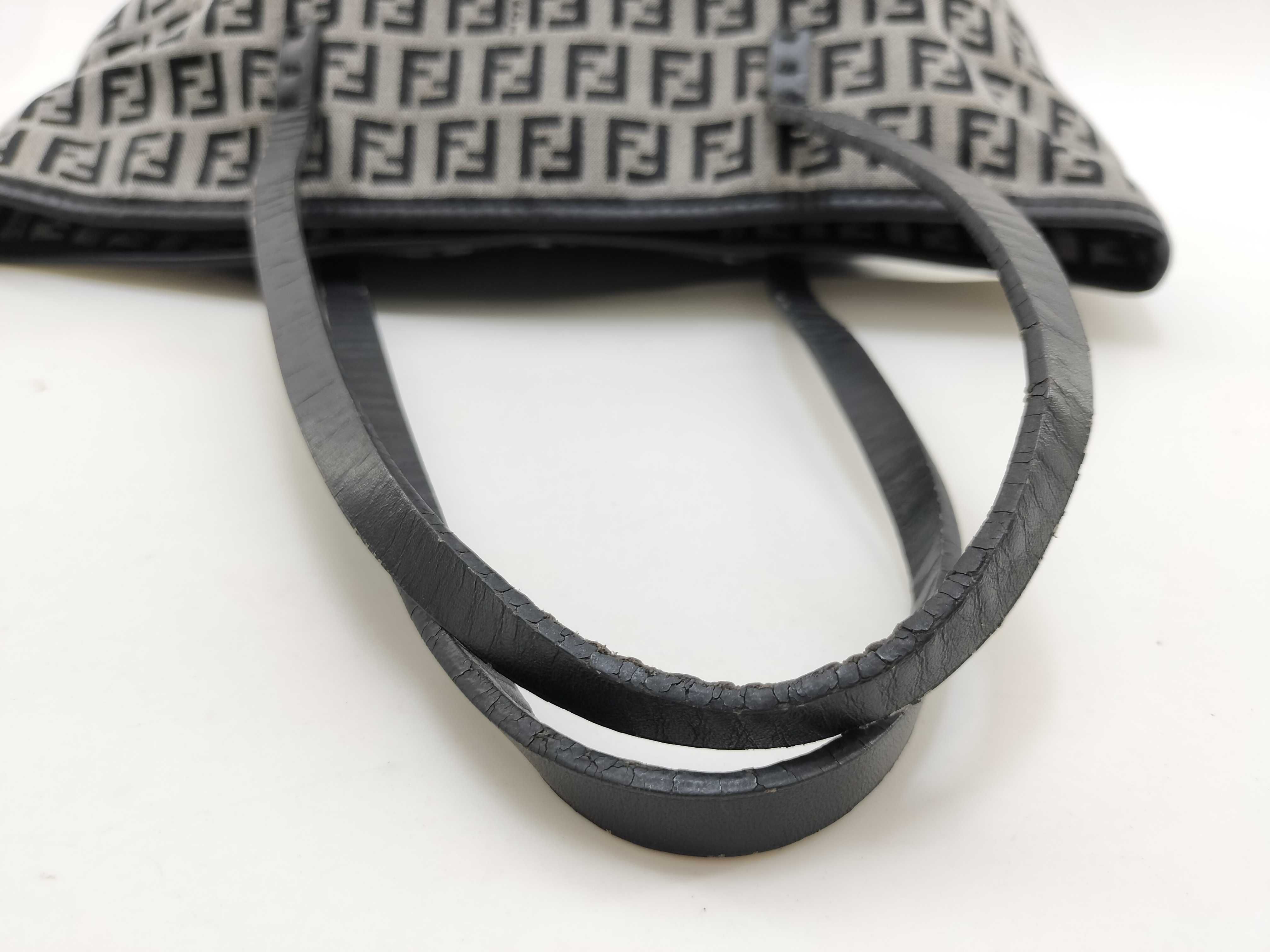 Zucca Pattern Handbag, Zucca Canvas/Leather, Gray Handbag — view 9