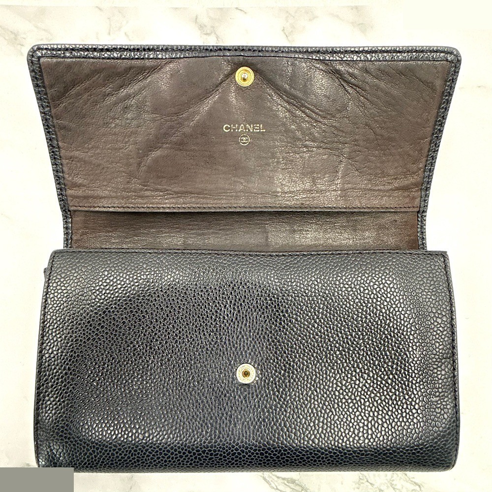 Caviar leather (bag) and wallet, long wallet, black — view 3