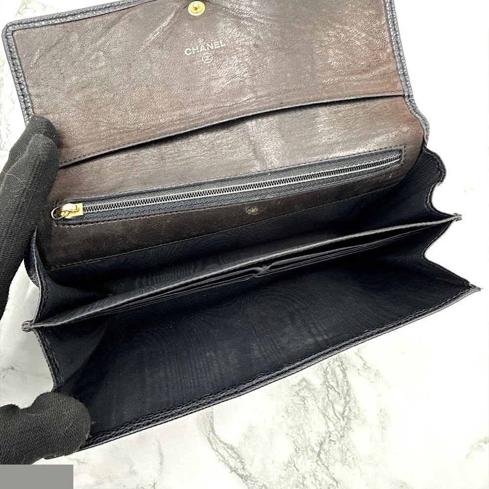 Caviar leather (bag) and wallet, long wallet, black — view 8