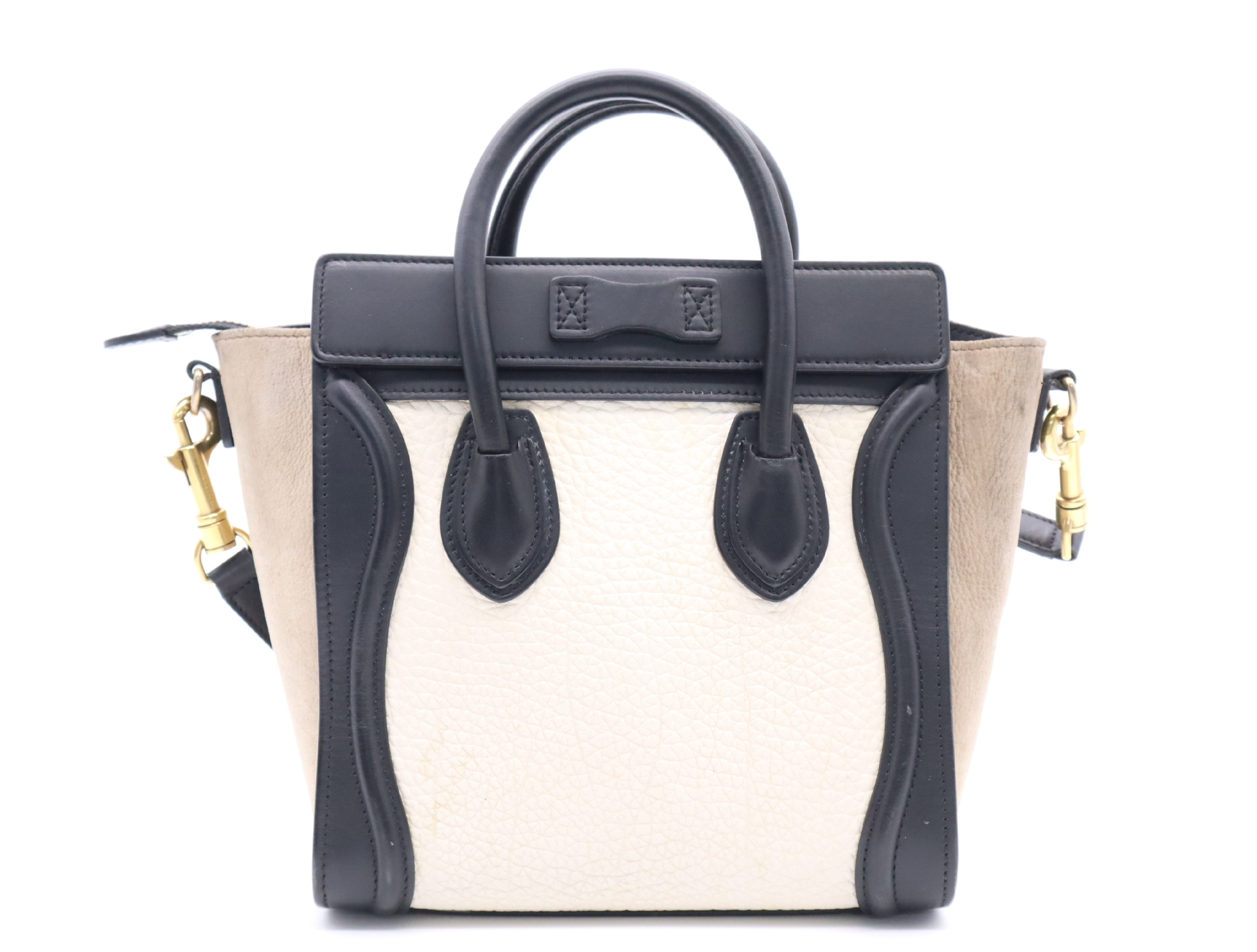 Leather x Suede Luggage Nano 2-Way Handbag, Multicolor, with Shoulder Strap — view 2