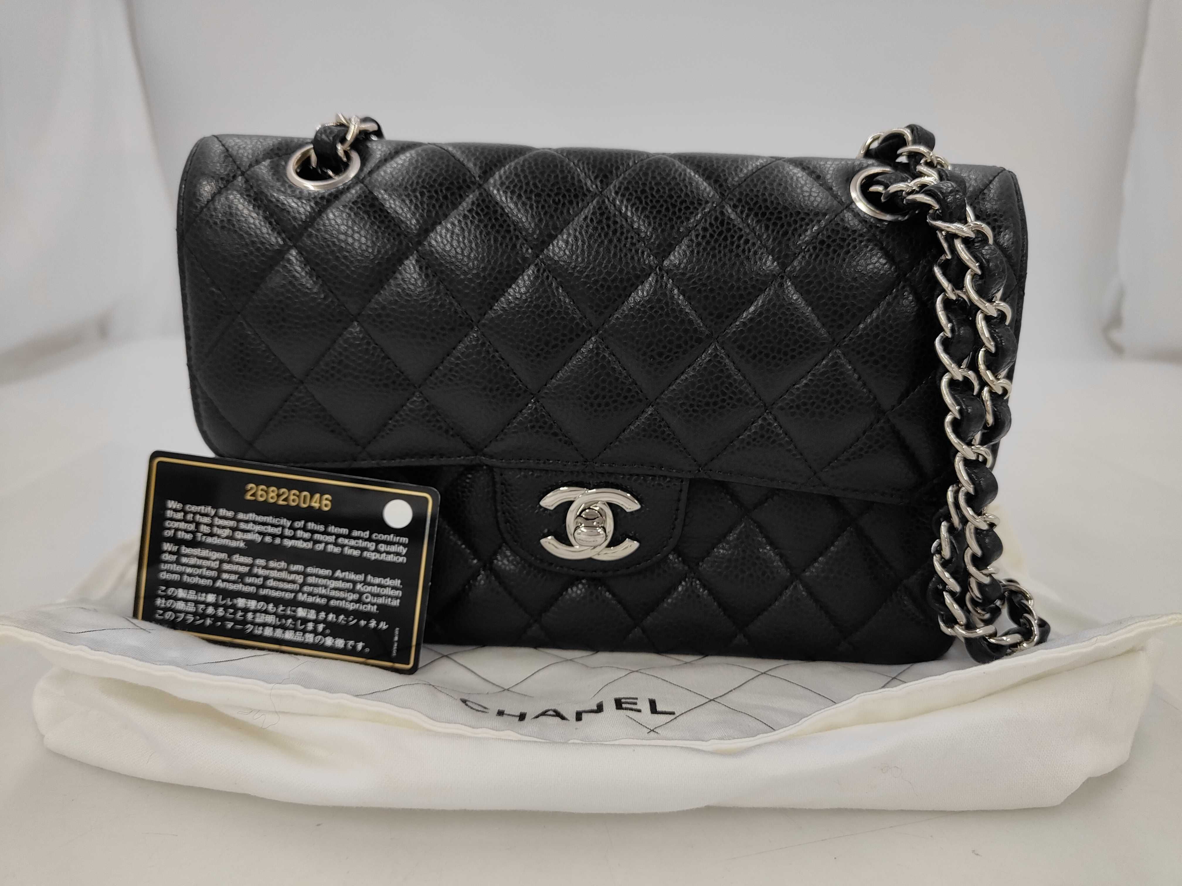 W-Flap 23 Chain Shoulder Bag, Matelassé Caviar Leather, Black, SS Shoulder Bag