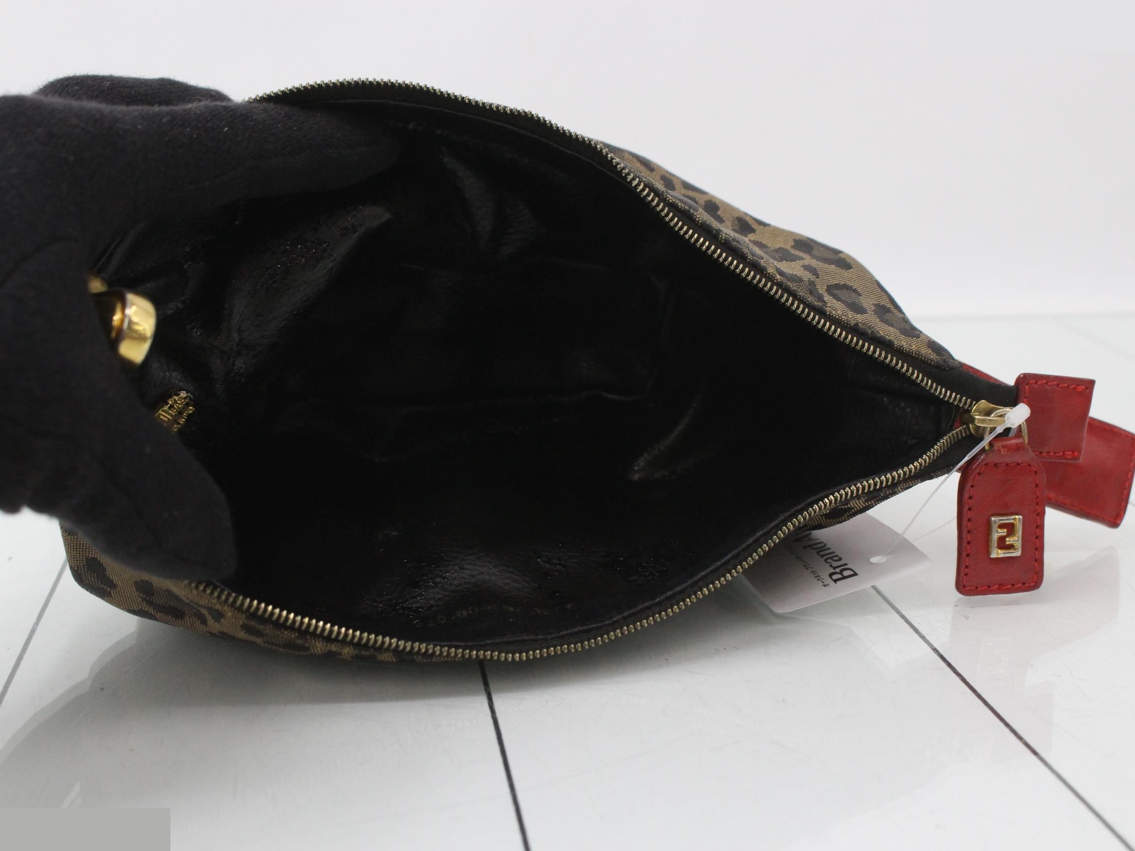 Leopard Vanity Pouch, Red/Beige, 2291, 263600 — view 4