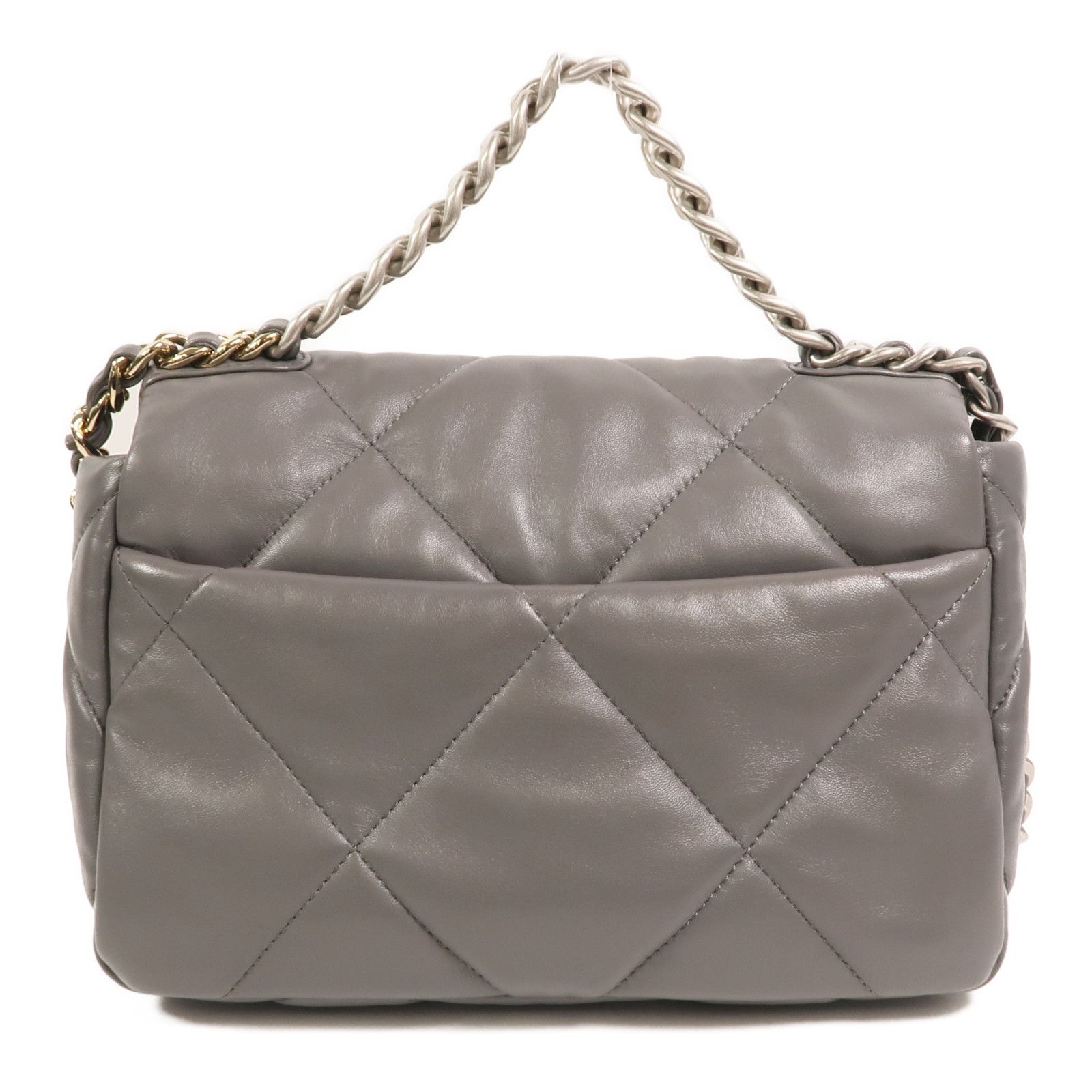 Gray Grey Sheepskin C 19 Small Hand-turned Shoulder And Back Bag 2way Shoulder Bag Lambskin (sheep Leather — view 2