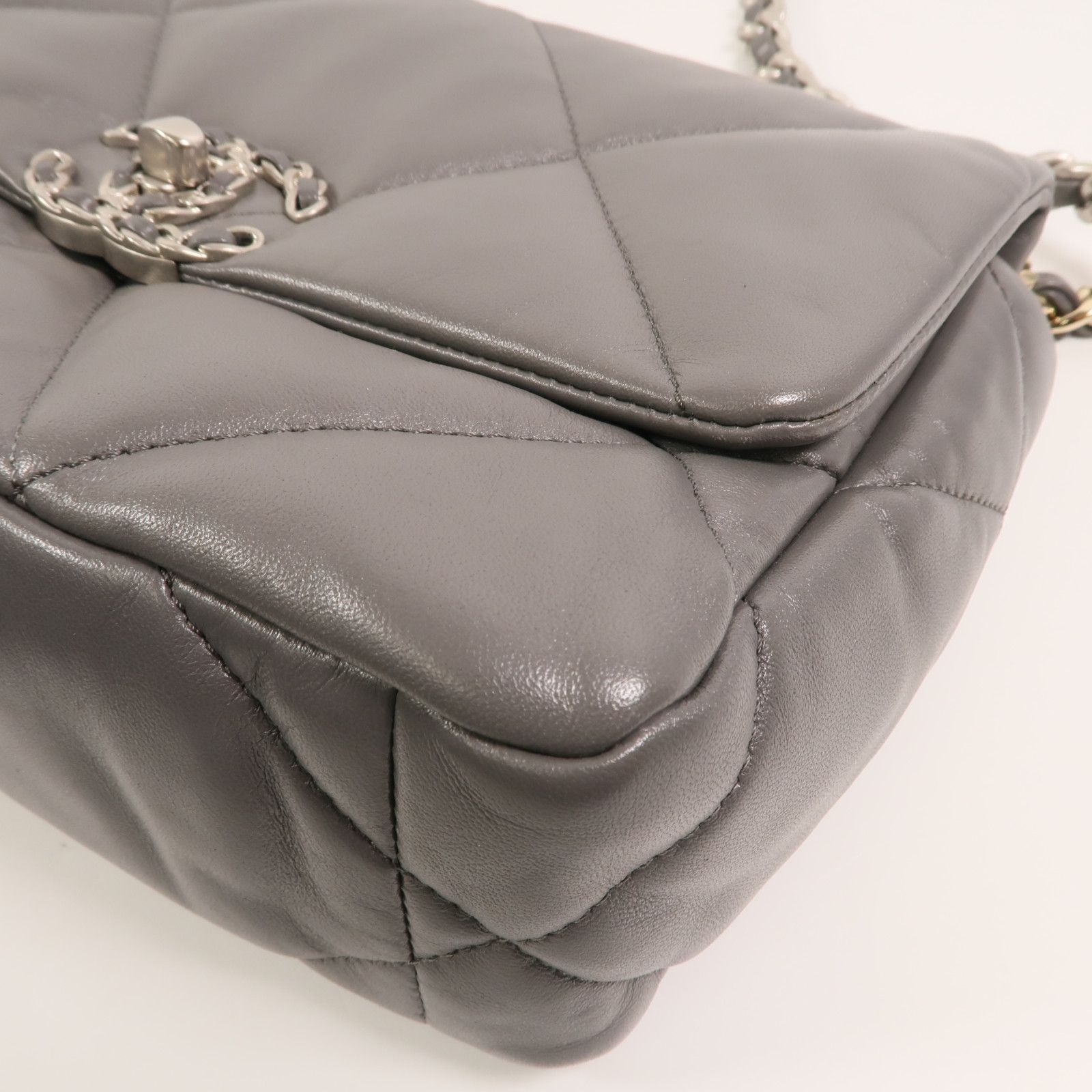 Gray Grey Sheepskin C 19 Small Hand-turned Shoulder And Back Bag 2way Shoulder Bag Lambskin (sheep Leather — view 11