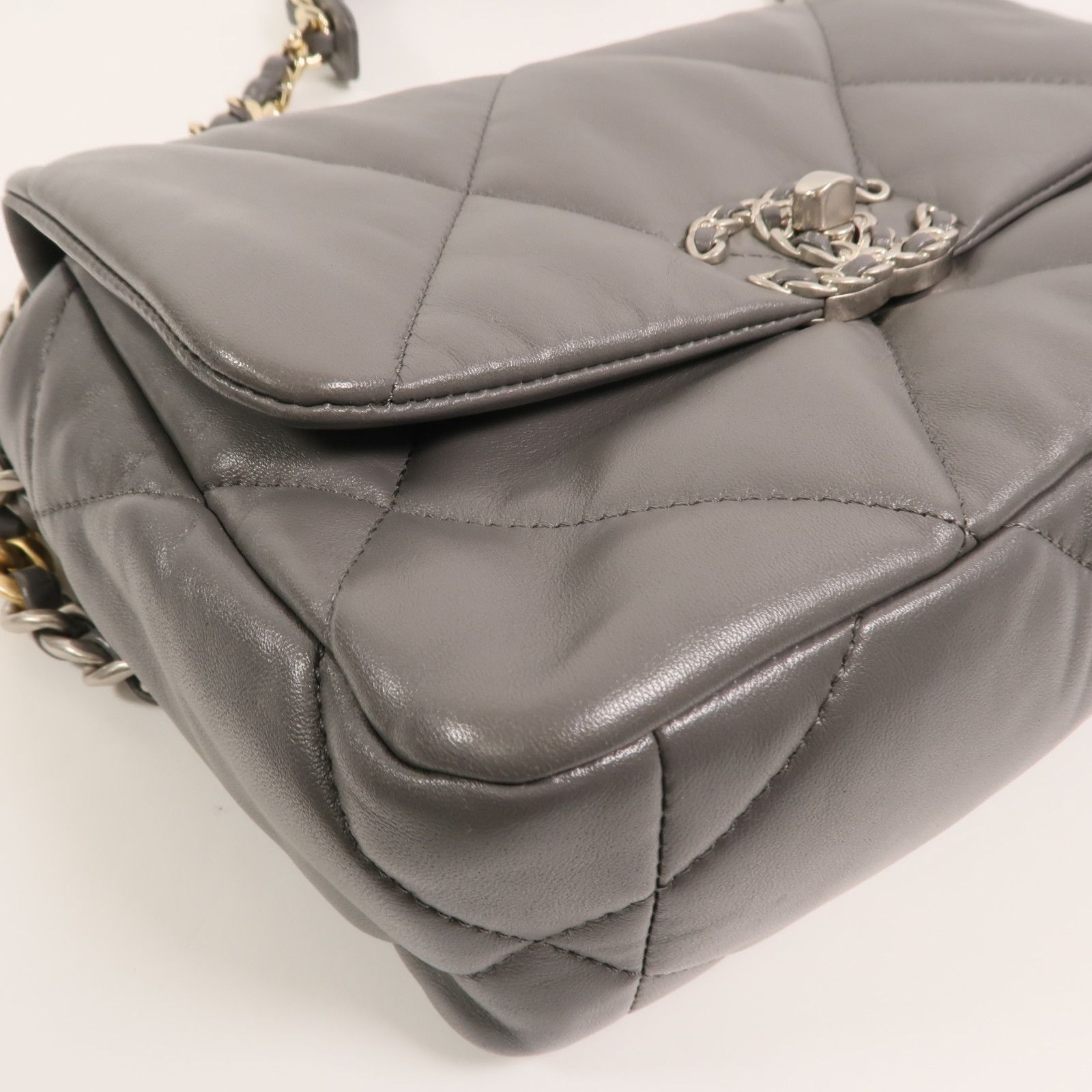Gray Grey Sheepskin C 19 Small Hand-turned Shoulder And Back Bag 2way Shoulder Bag Lambskin (sheep Leather — view 12
