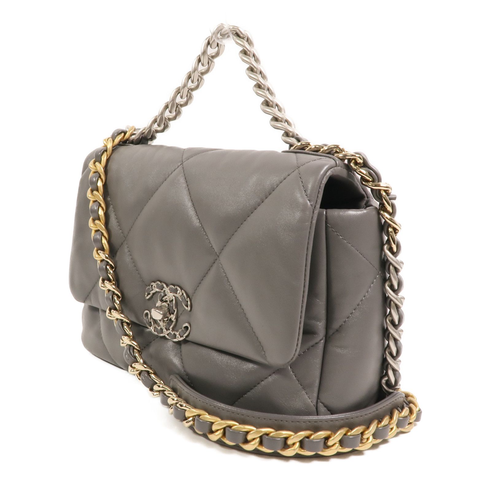 Gray Grey Sheepskin C 19 Small Hand-turned Shoulder And Back Bag 2way Shoulder Bag Lambskin (sheep Leather — view 3