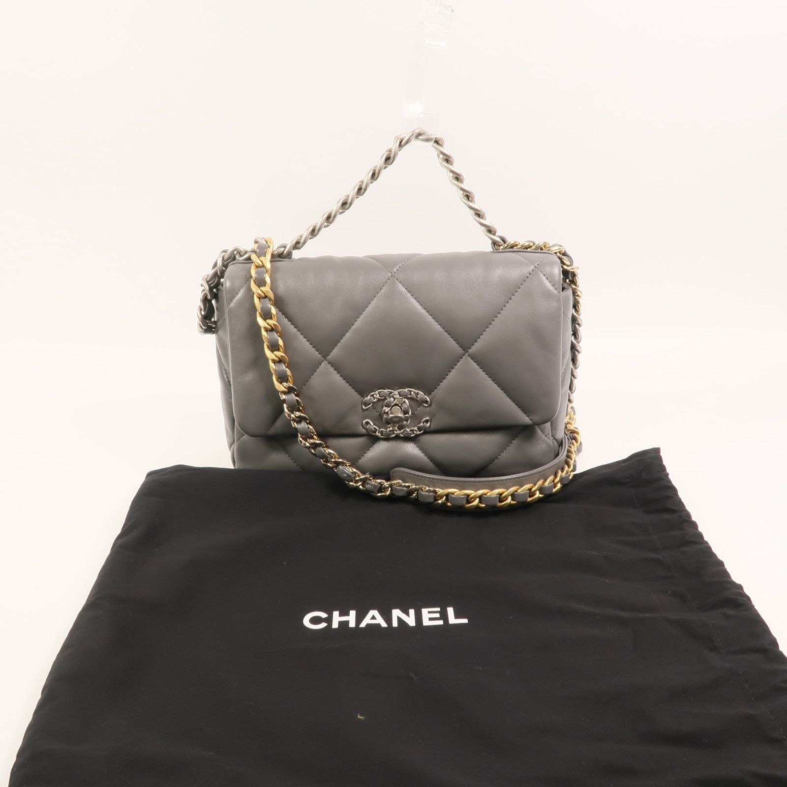 Gray Grey Sheepskin C 19 Small Hand-turned Shoulder And Back Bag 2way Shoulder Bag Lambskin (sheep Leather — view 10