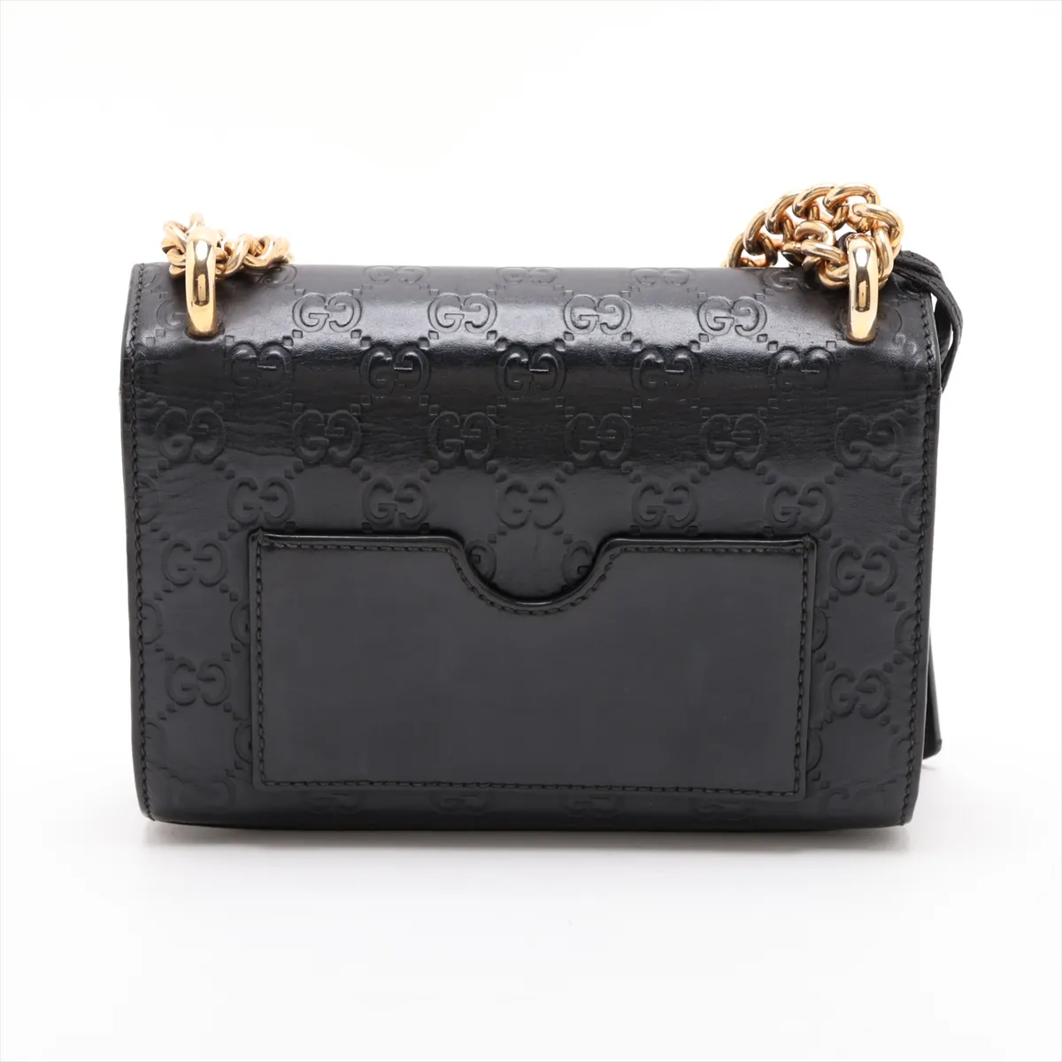 Guccissima Padlock Leather Chain Shoulder Bag, Black, 409487 — view 2