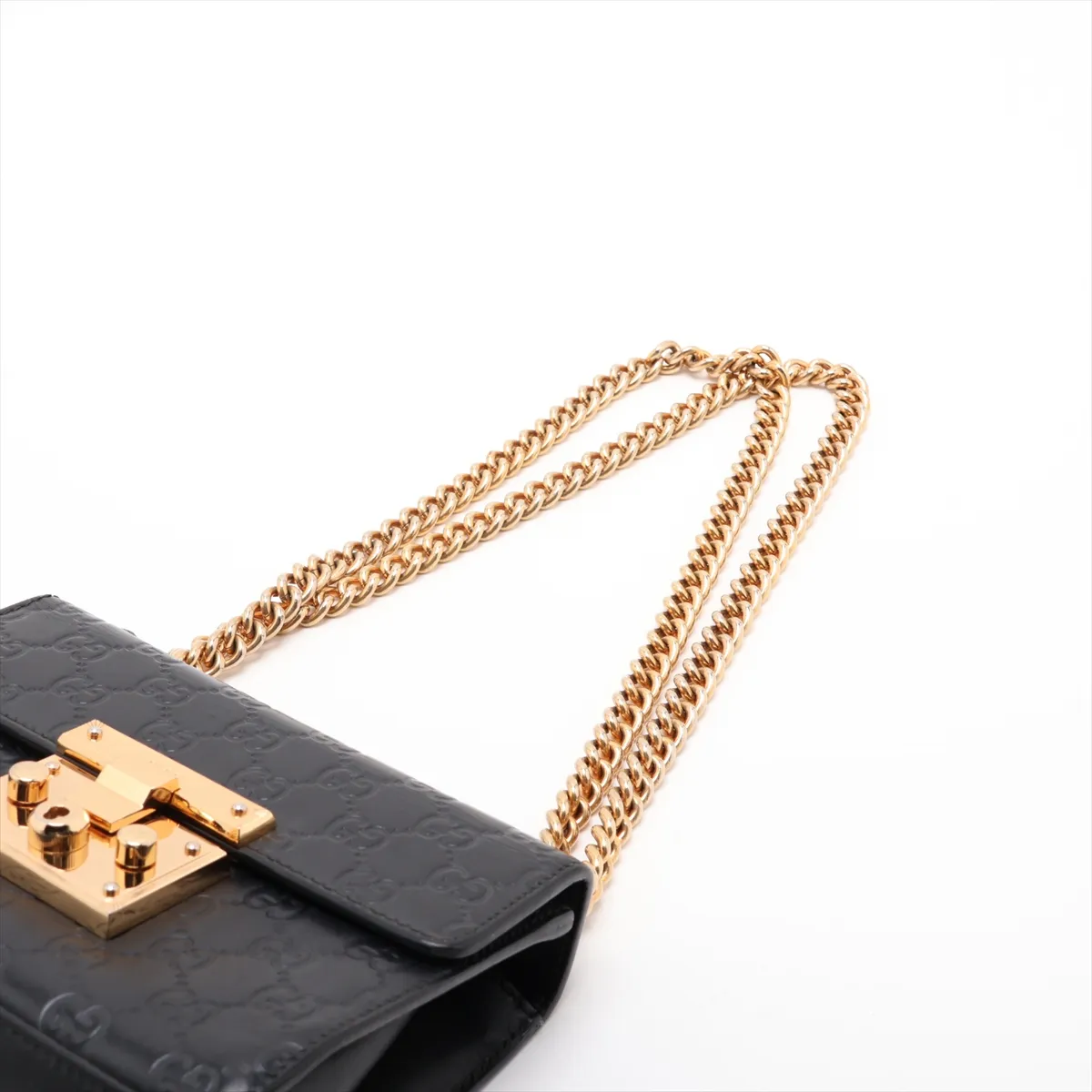 Guccissima Padlock Leather Chain Shoulder Bag, Black, 409487 — view 5