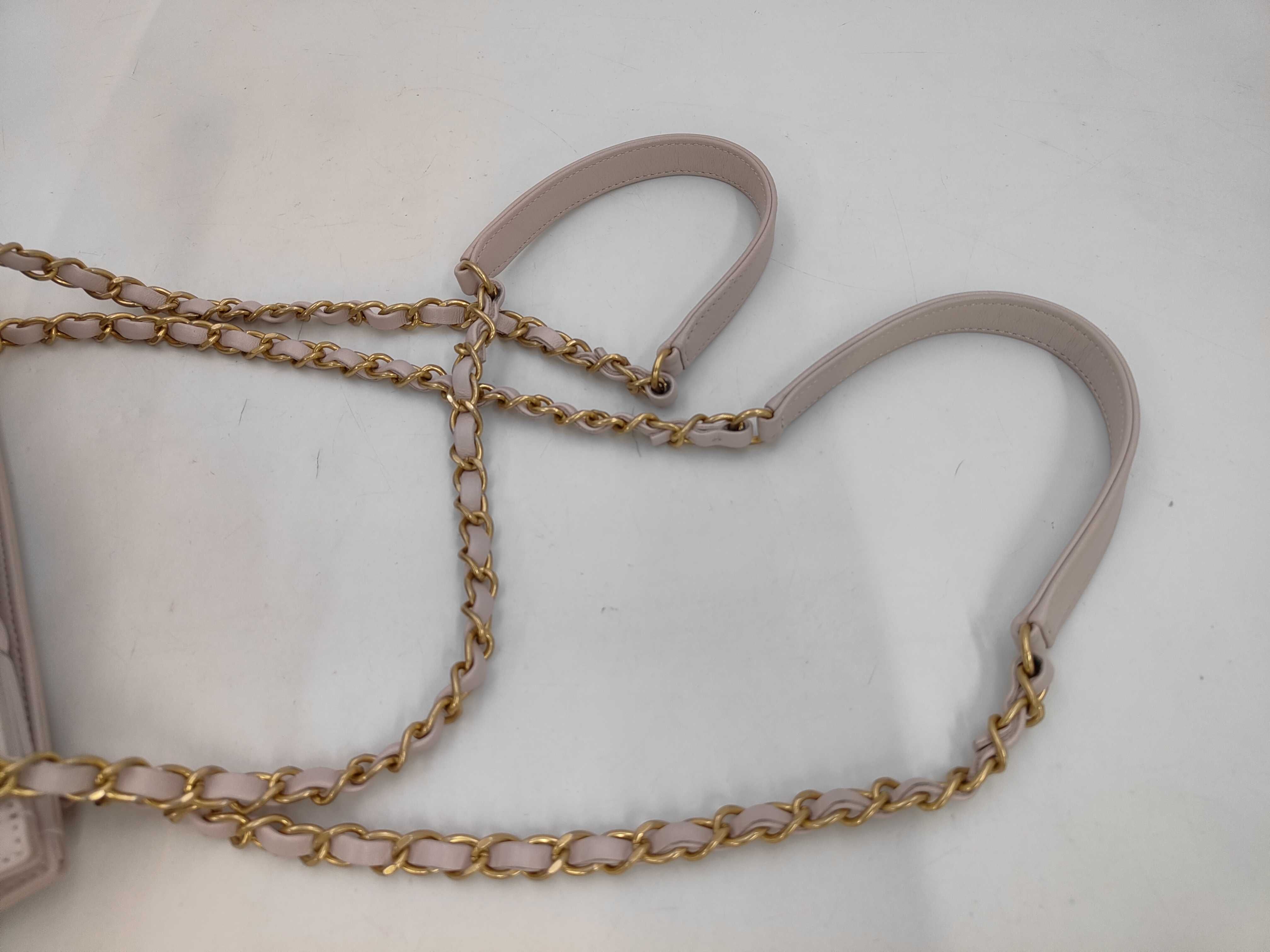 Matelassé Chain Shoulder Bag, Pink — view 10