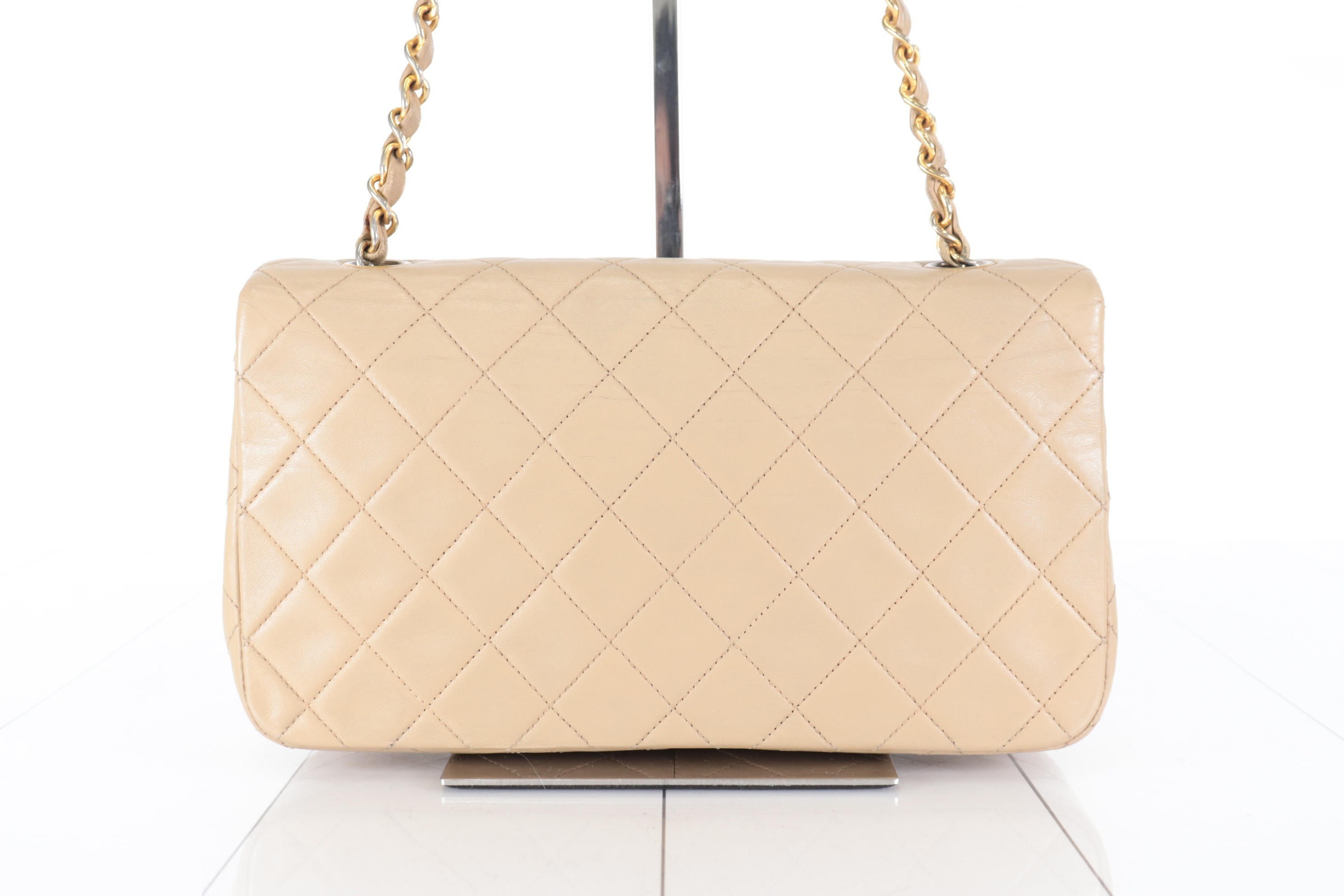 Full flap lambskin chain shoulder bag, beige, item number 4. — view 3