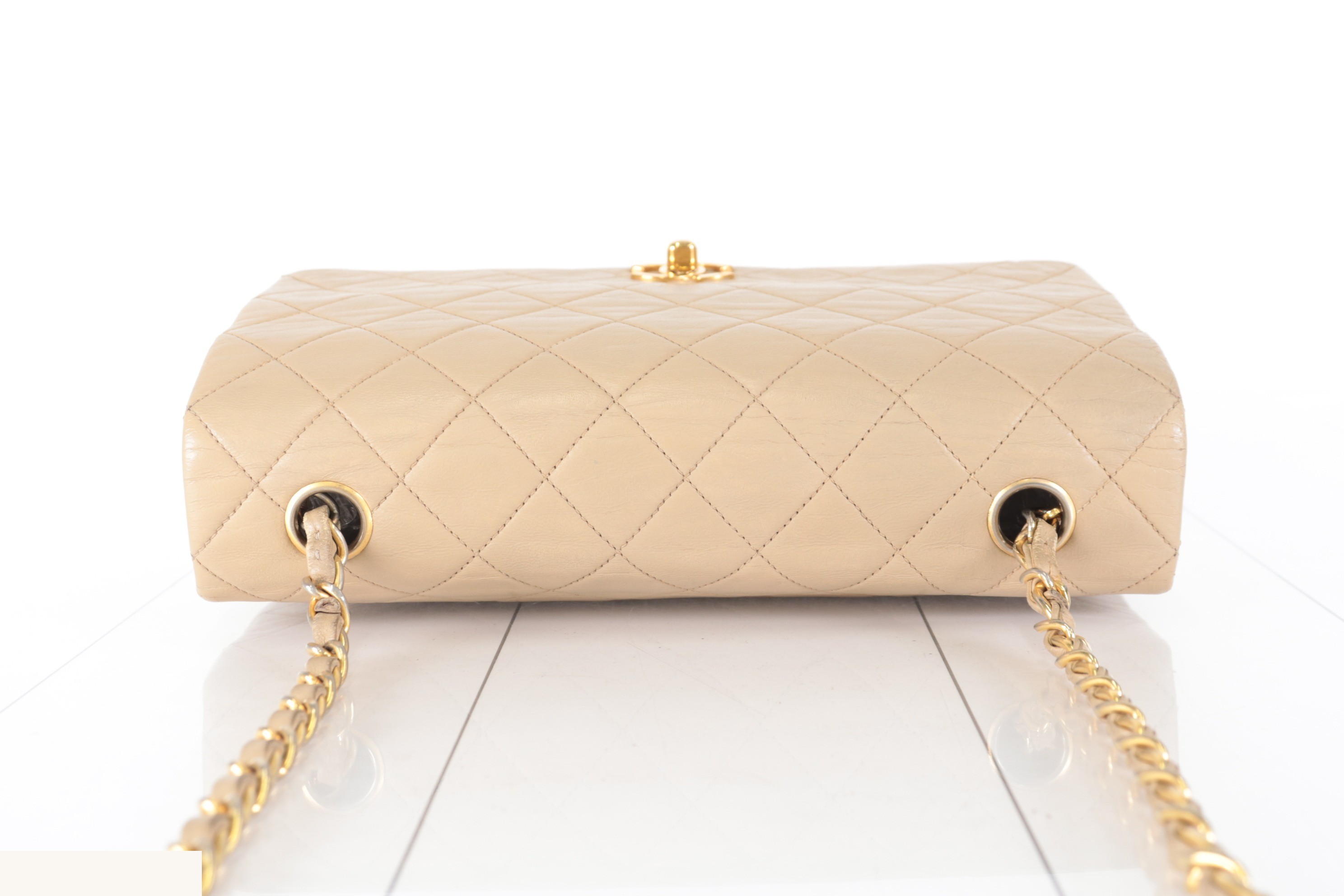Full flap lambskin chain shoulder bag, beige, item number 4. — view 6
