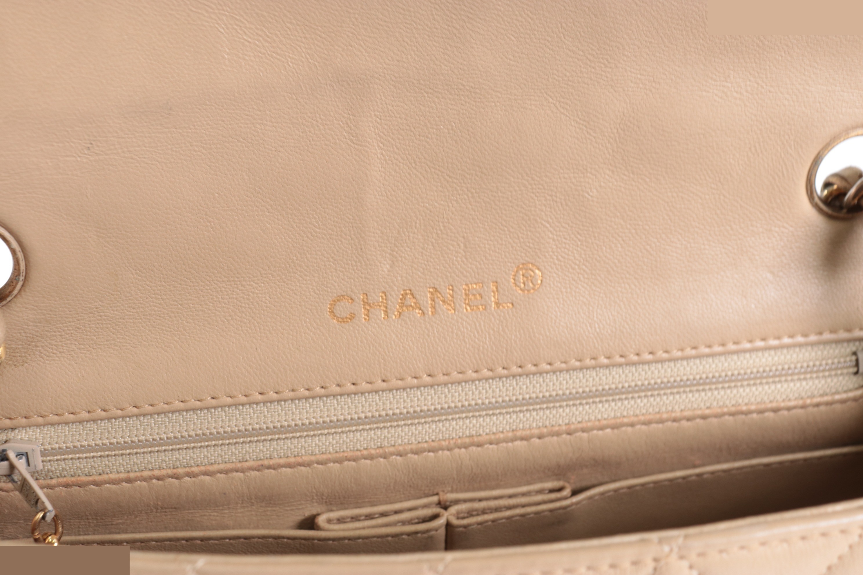 Full flap lambskin chain shoulder bag, beige, item number 4. — view 8