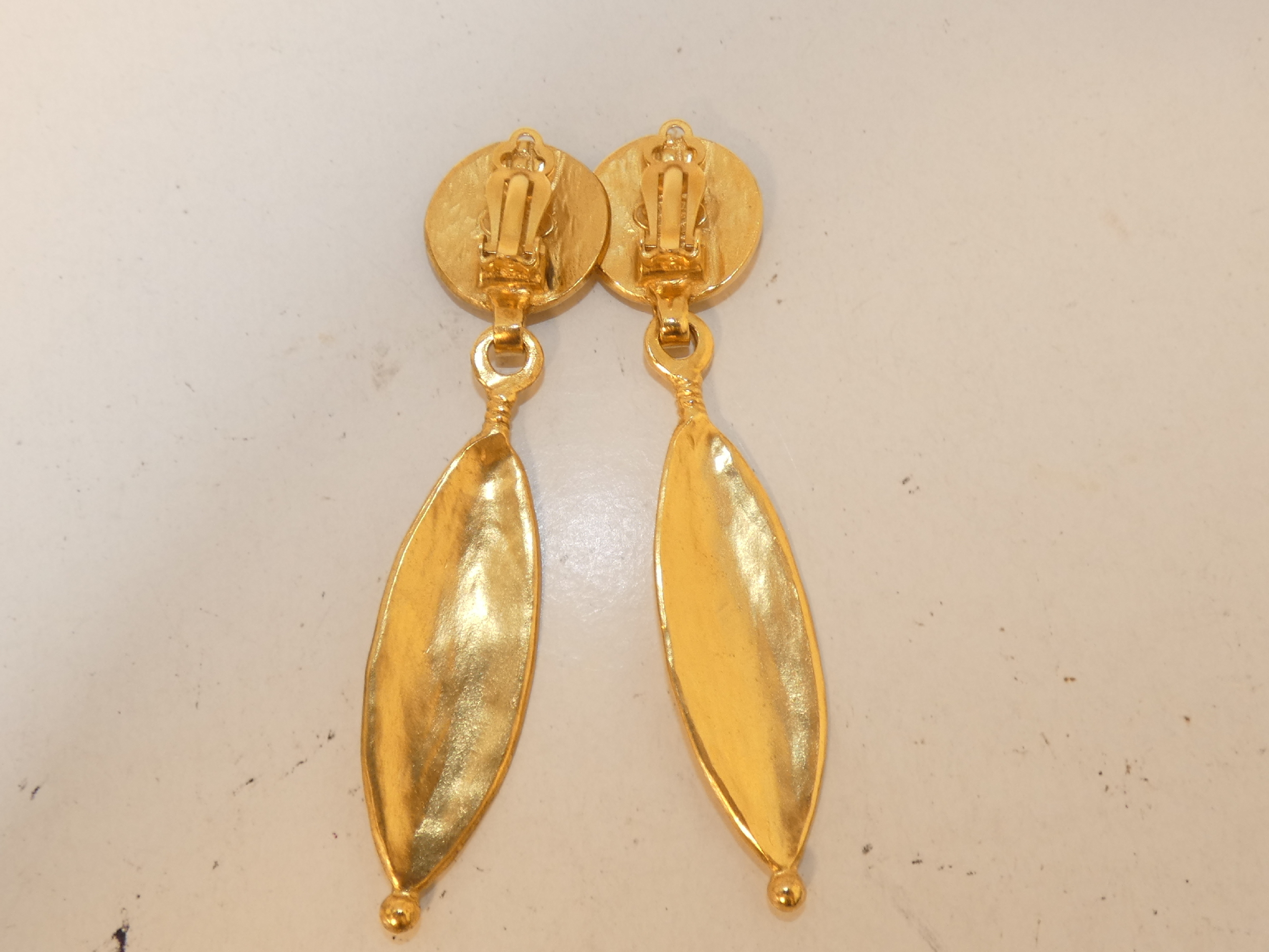 Coco Vintage GP Leaf Feather Earrings — view 2
