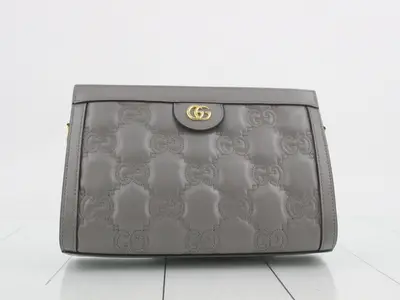 Unused GG Matelassé leather chain shoulder bag, gray