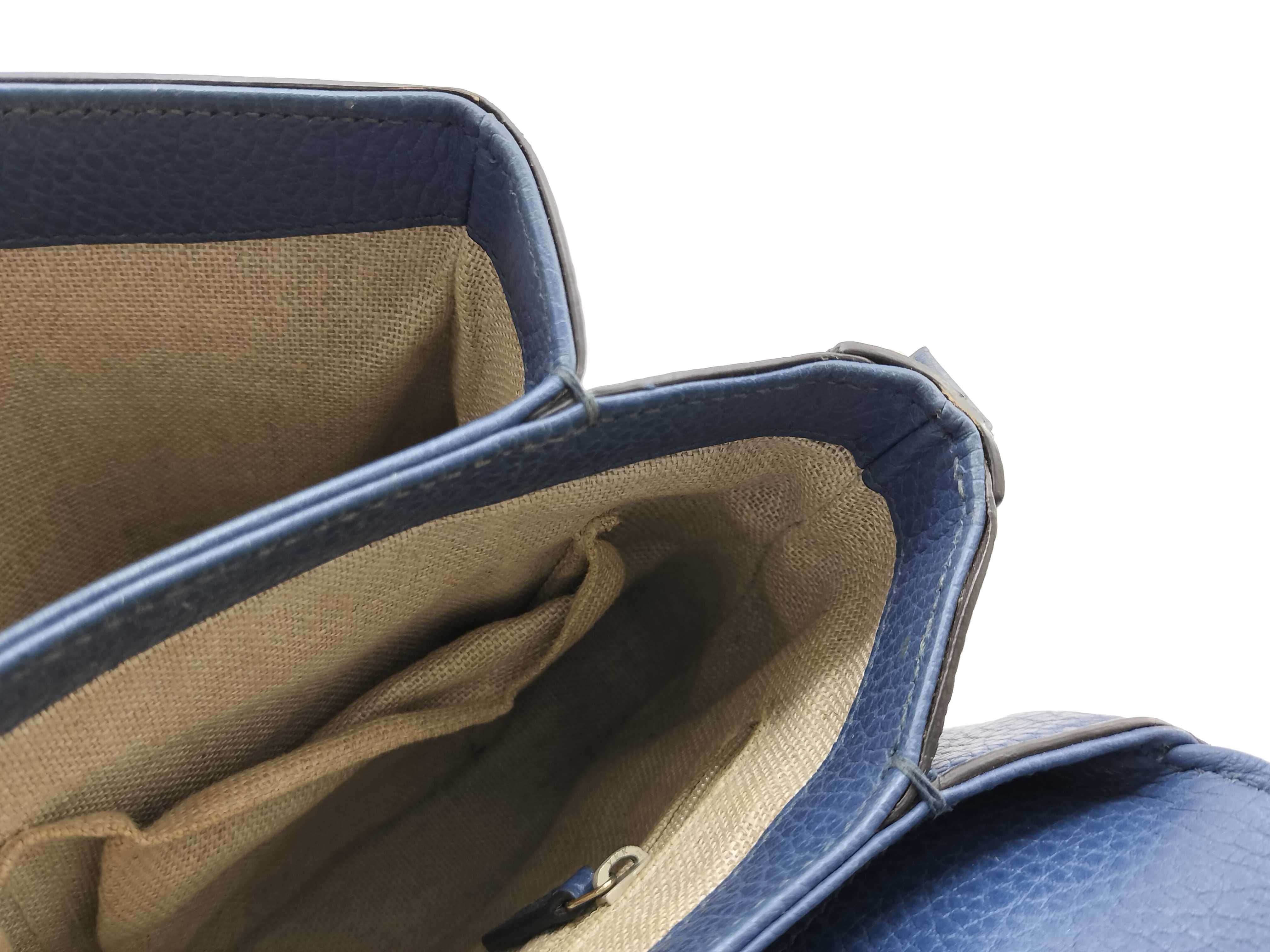 Interlocking G Leather Blue Handbag — view 14