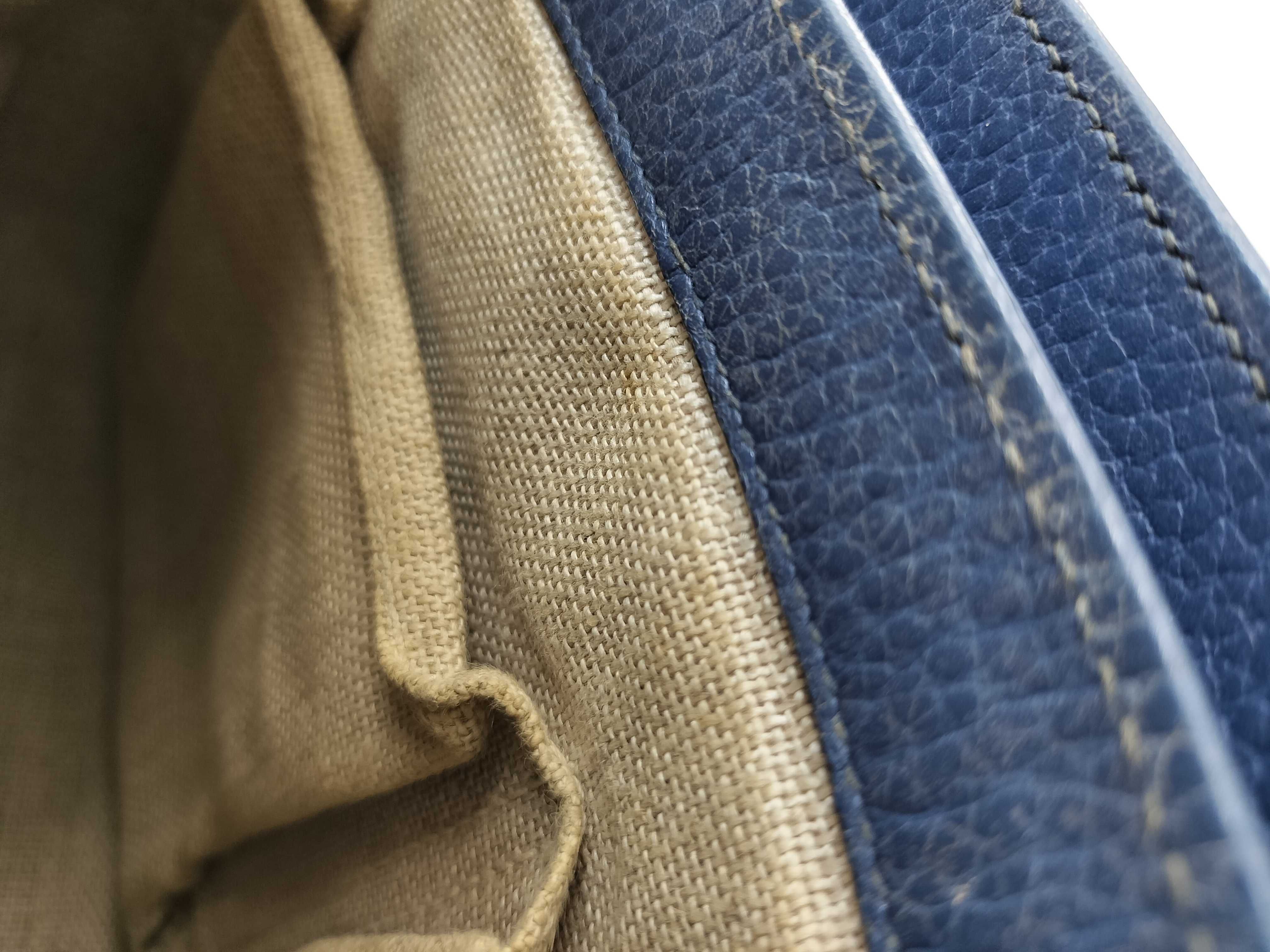 Interlocking G Leather Blue Handbag — view 15
