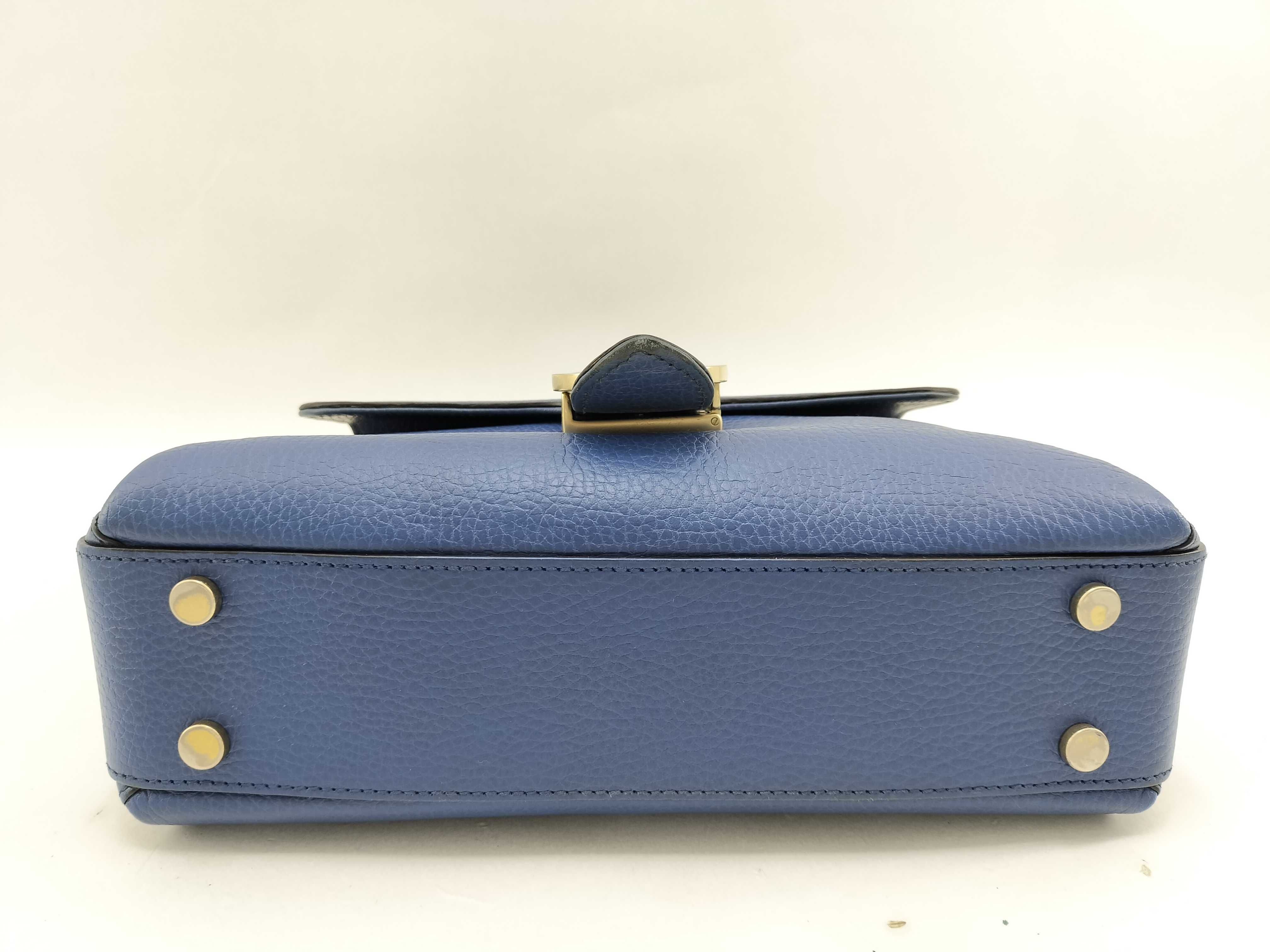 Interlocking G Leather Blue Handbag — view 3
