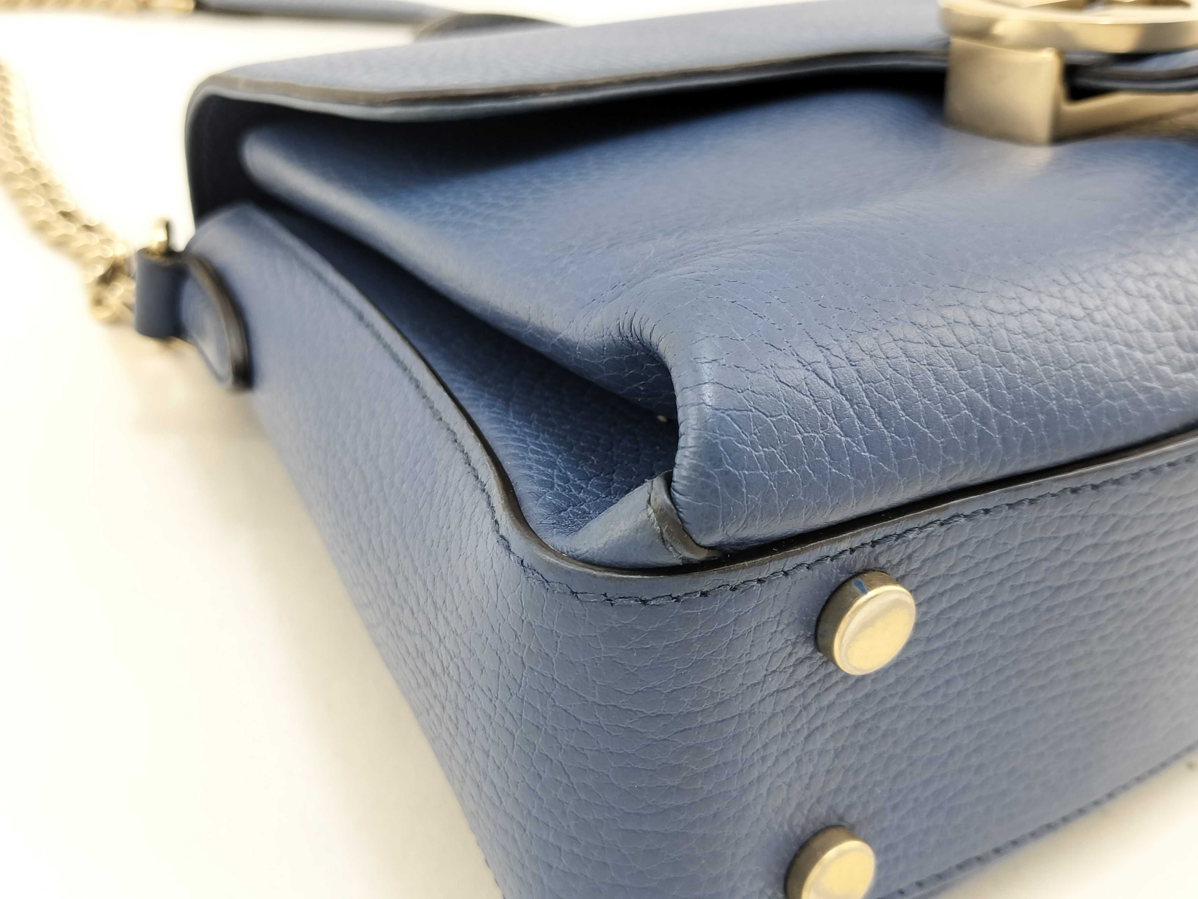 Interlocking G Leather Blue Handbag — view 4