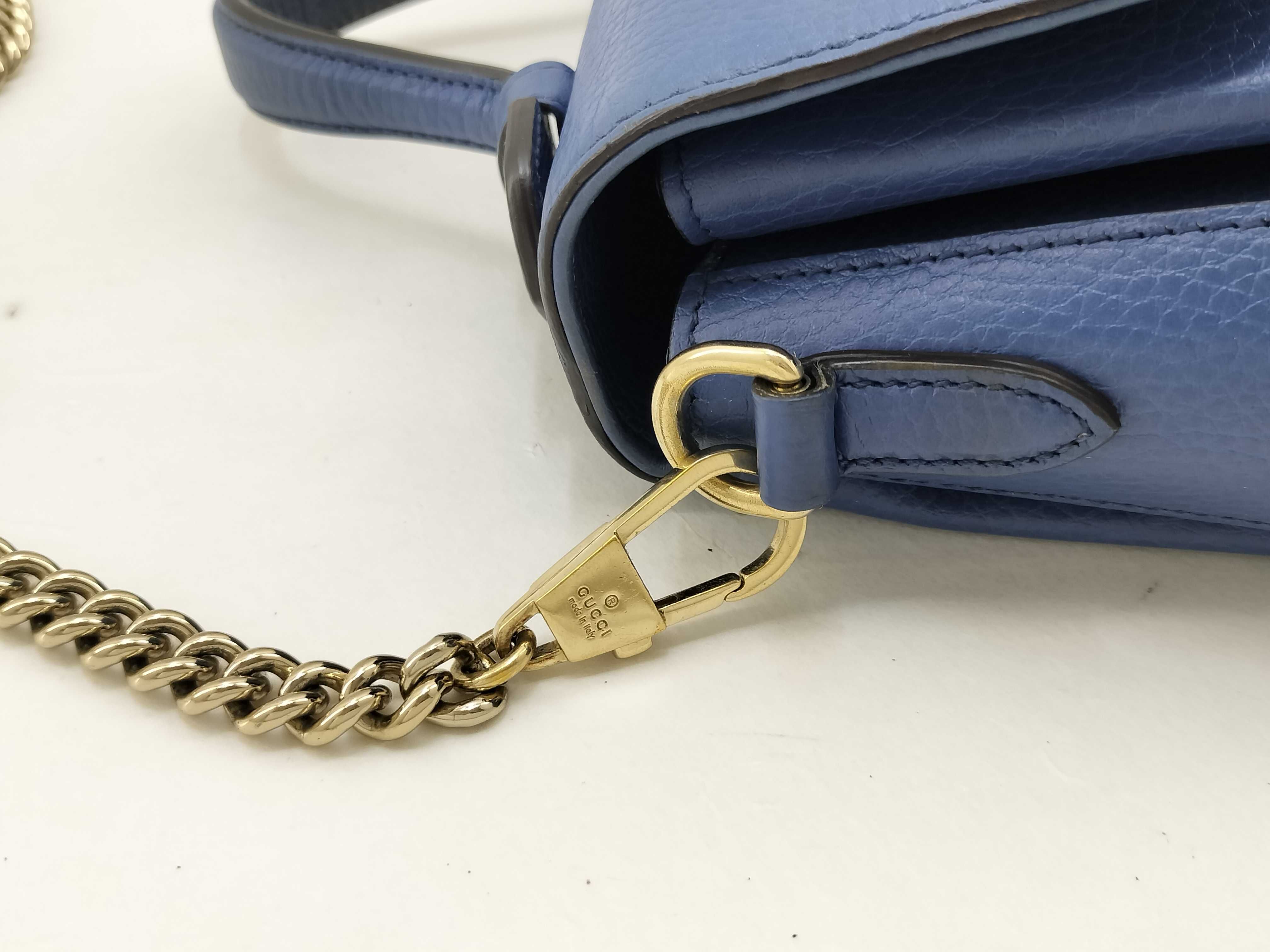 Interlocking G Leather Blue Handbag — view 5