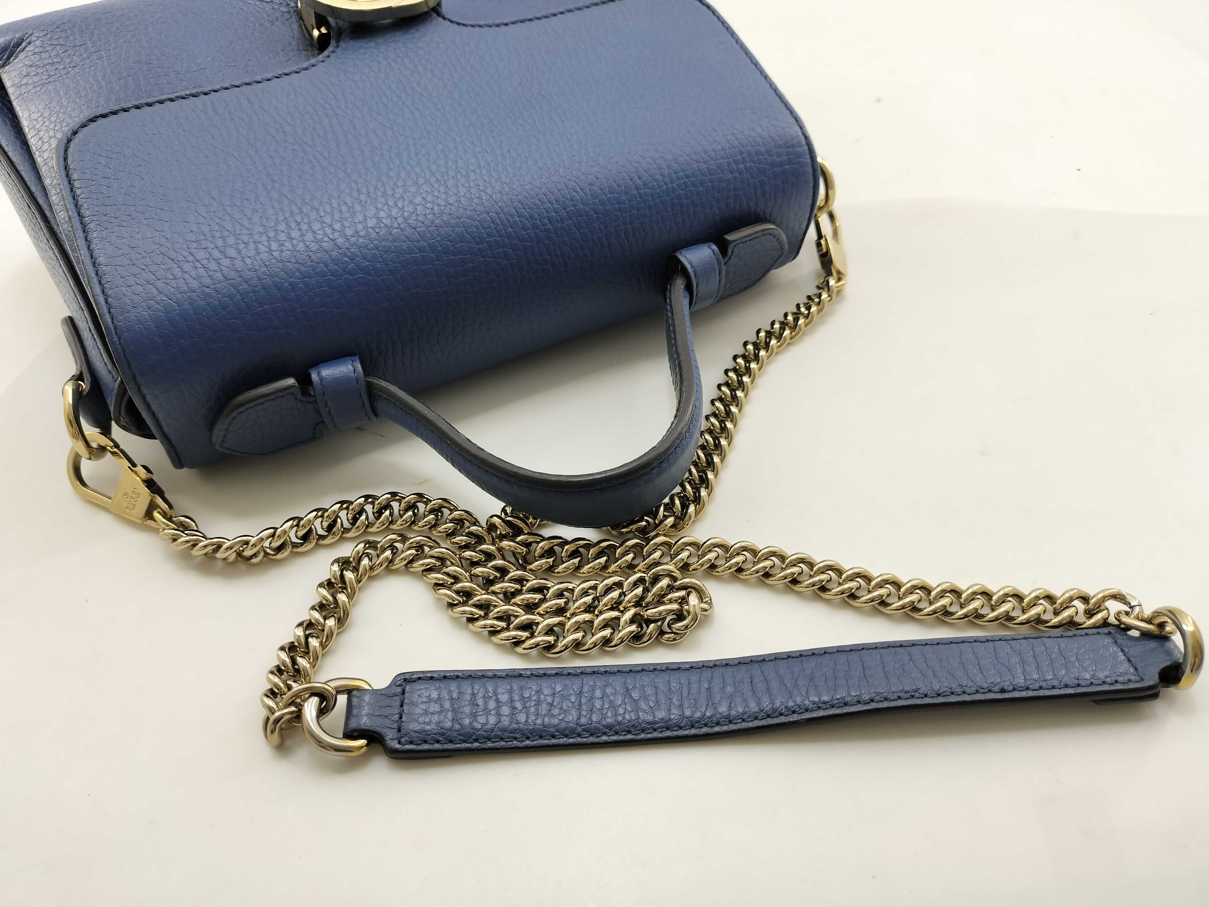 Interlocking G Leather Blue Handbag — view 7